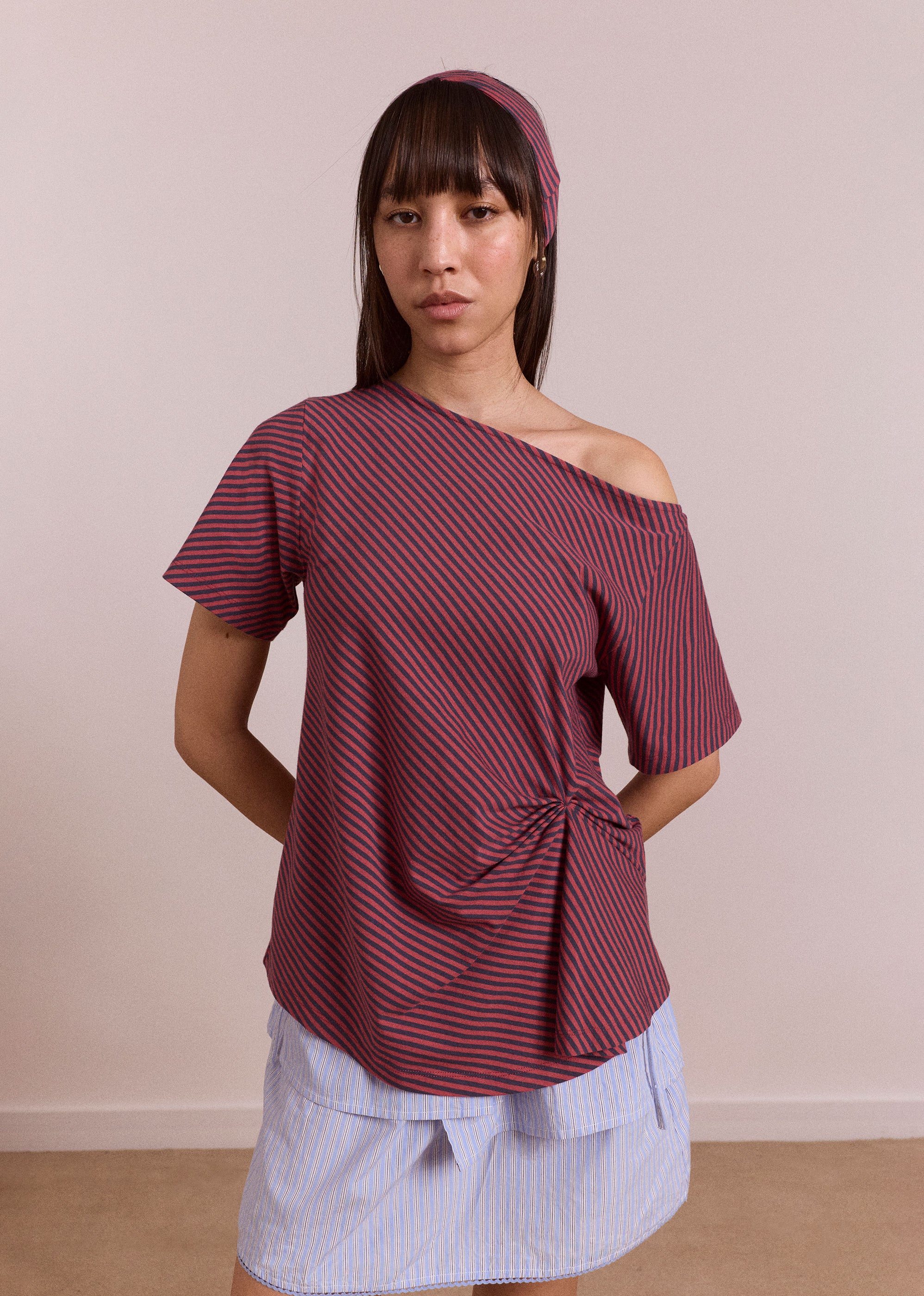 Damson Madder Reece Tee - Red Stripe