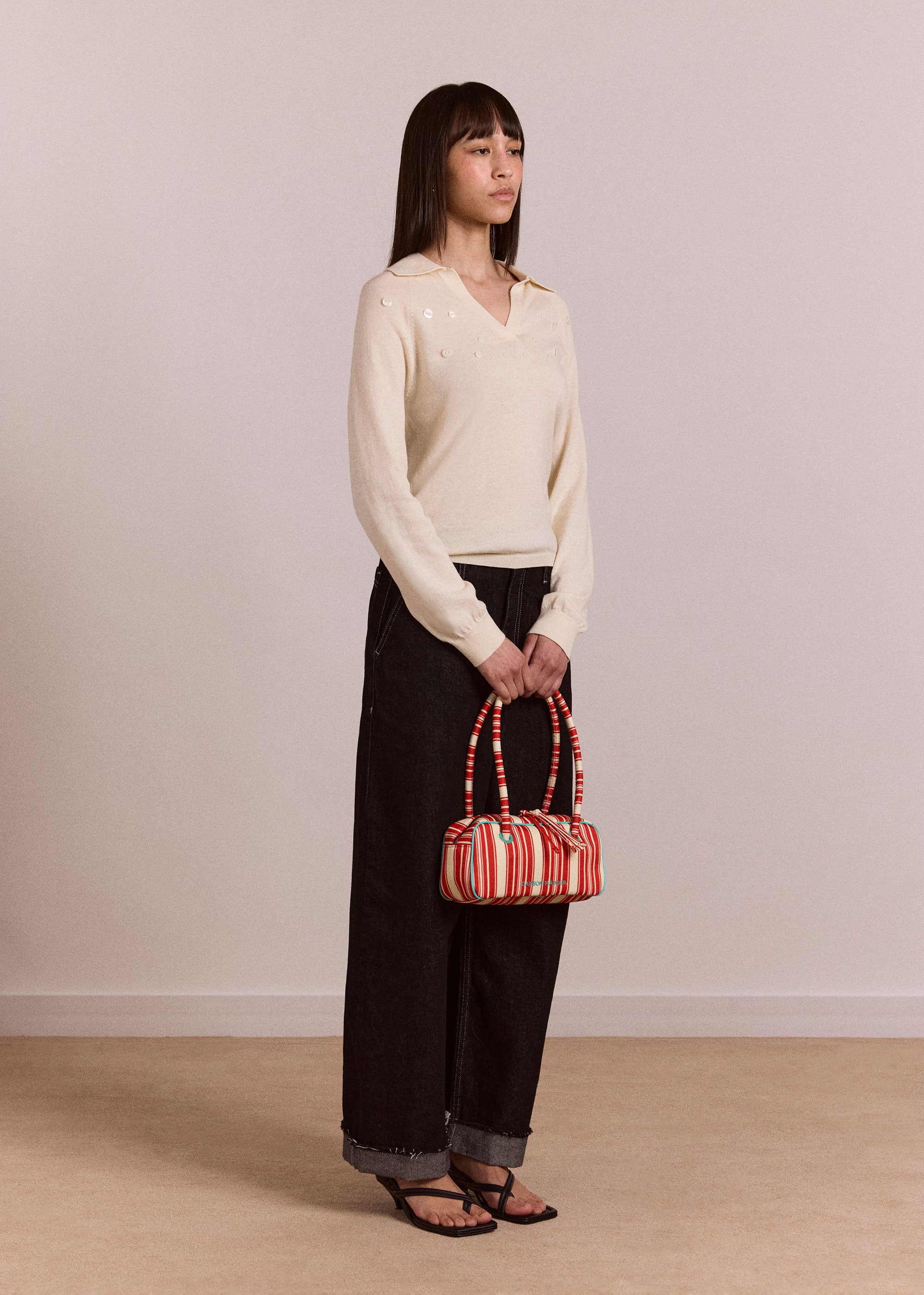 Damson Madder Renne Bowler Bag - Cherry Deck Chair Stripe