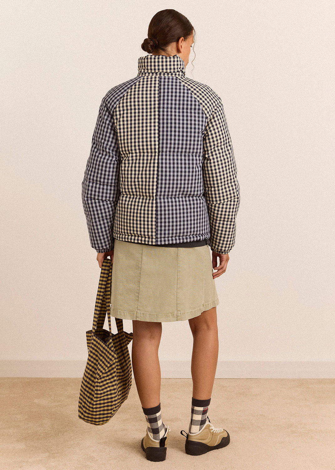 Damson Madder Reversible Opal Puffer - Mix Gingham
