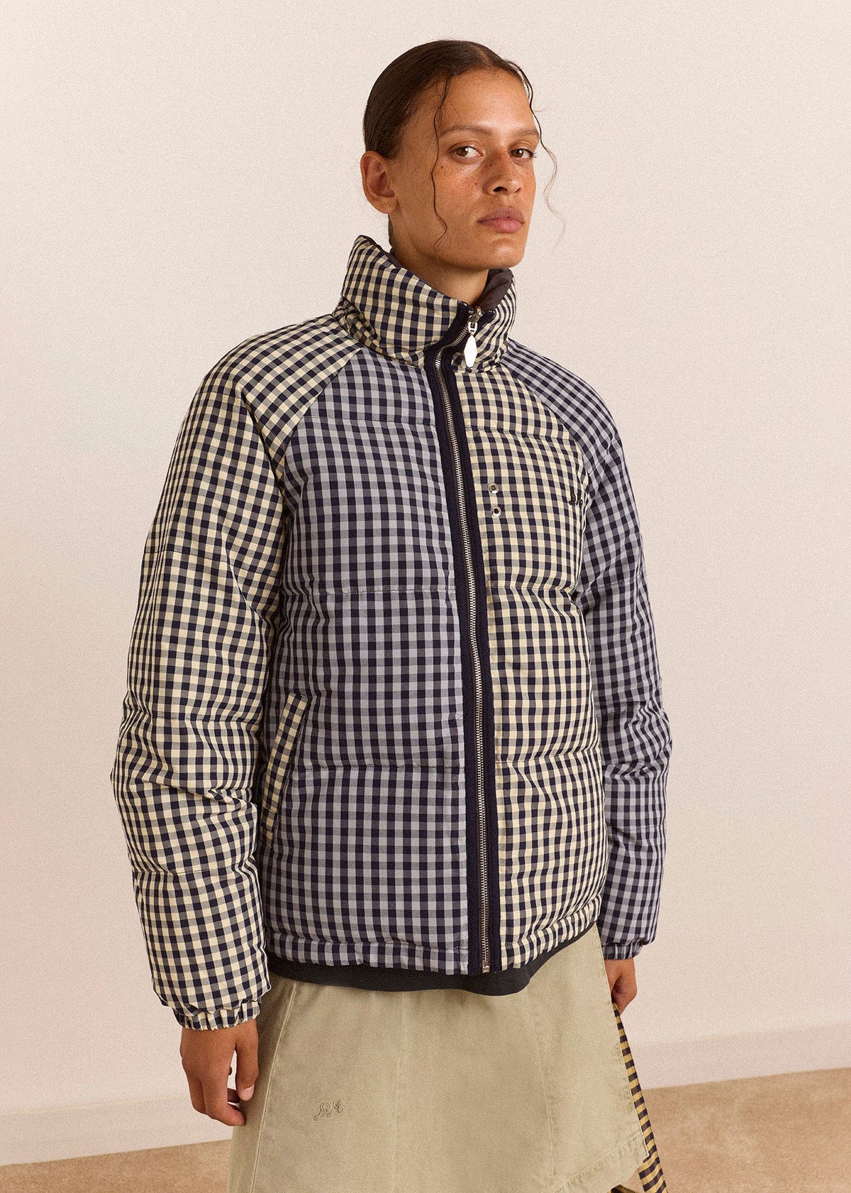 Damson Madder Reversible Opal Puffer - Mix Gingham