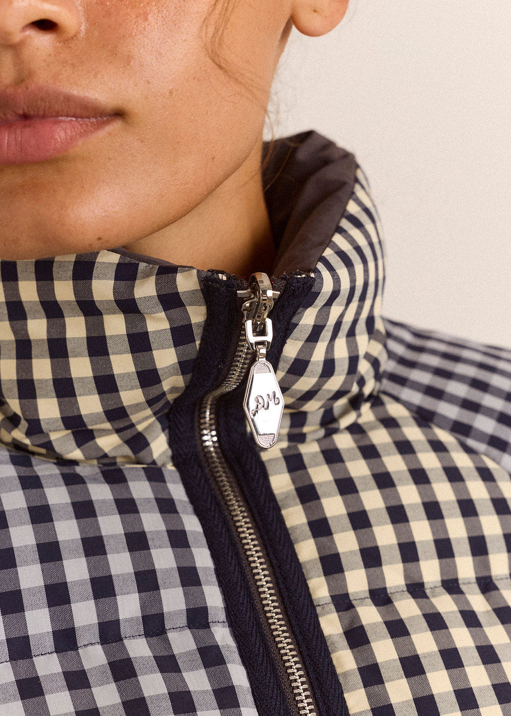 Damson Madder Reversible Opal Puffer - Mix Gingham