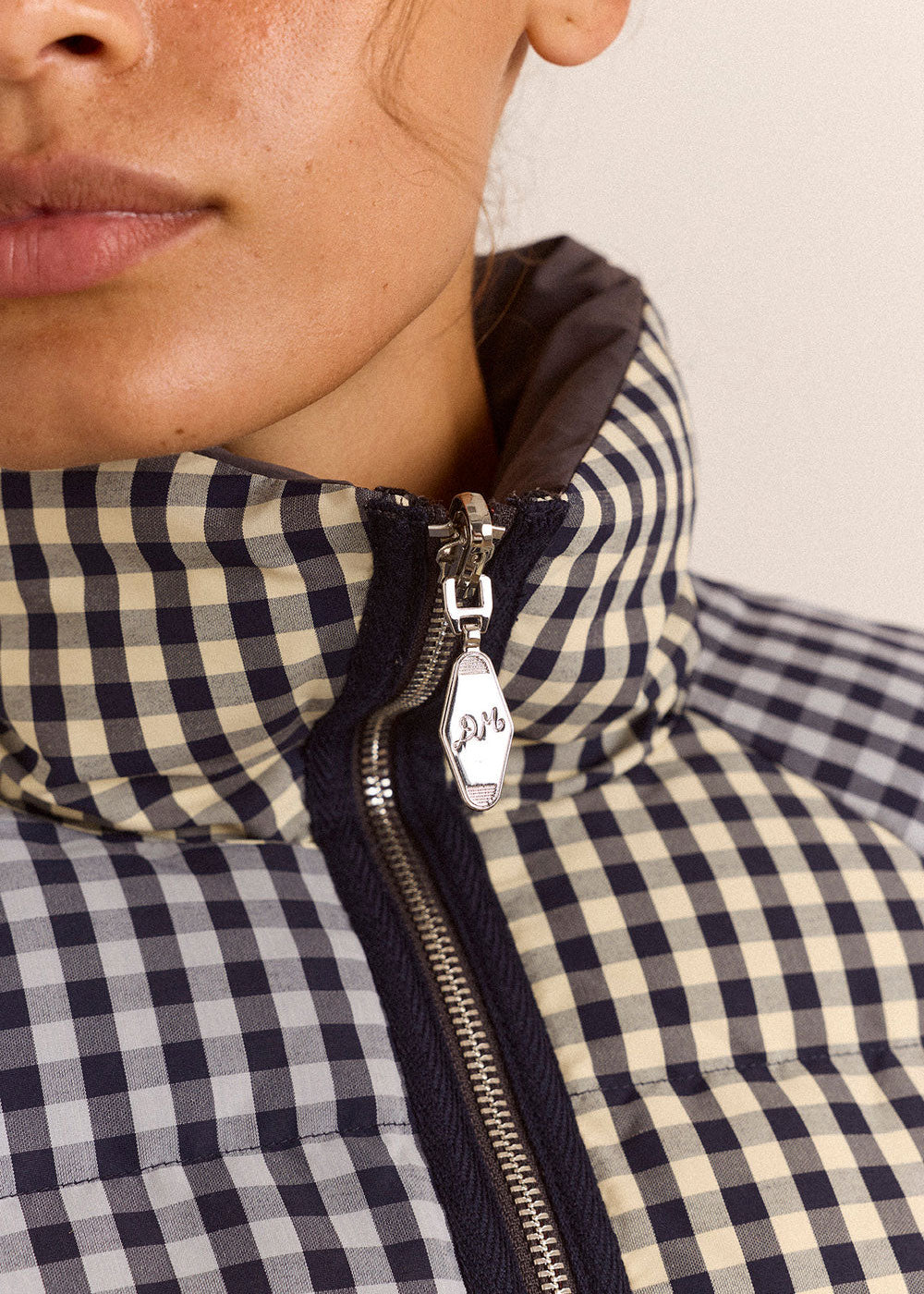 Damson Madder Reversible Opal Puffer - Mix Gingham