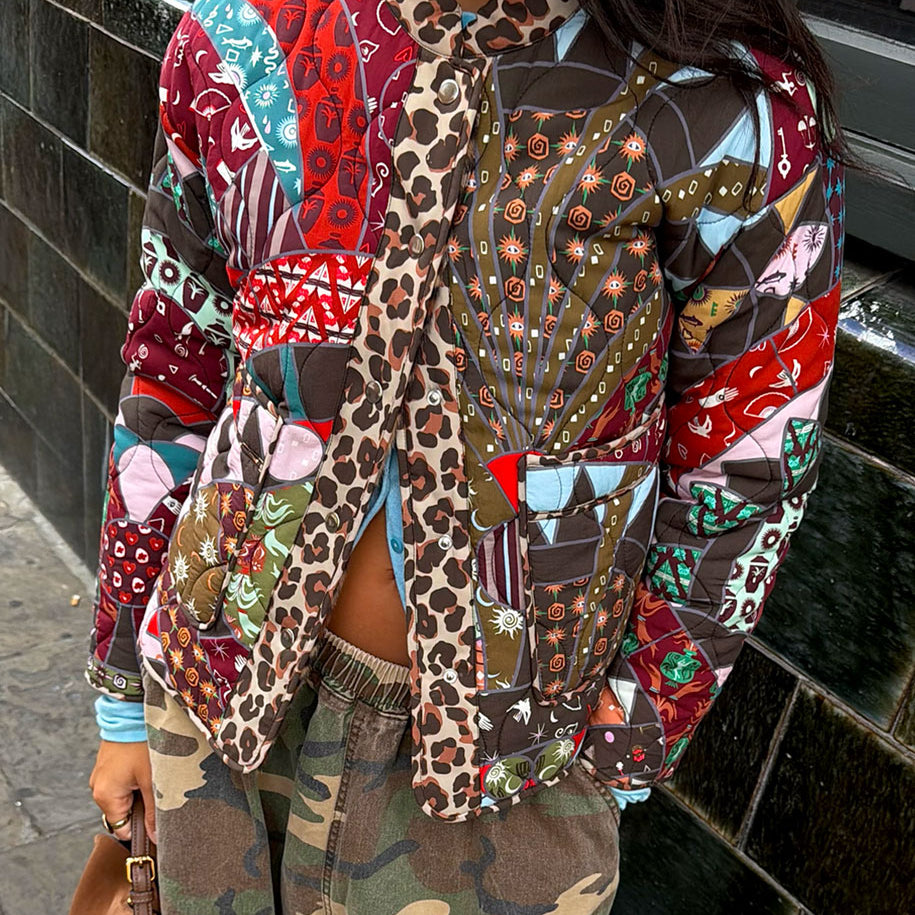 Never Fully Dressed Casablanca quilted jacket, reversible patchwork print