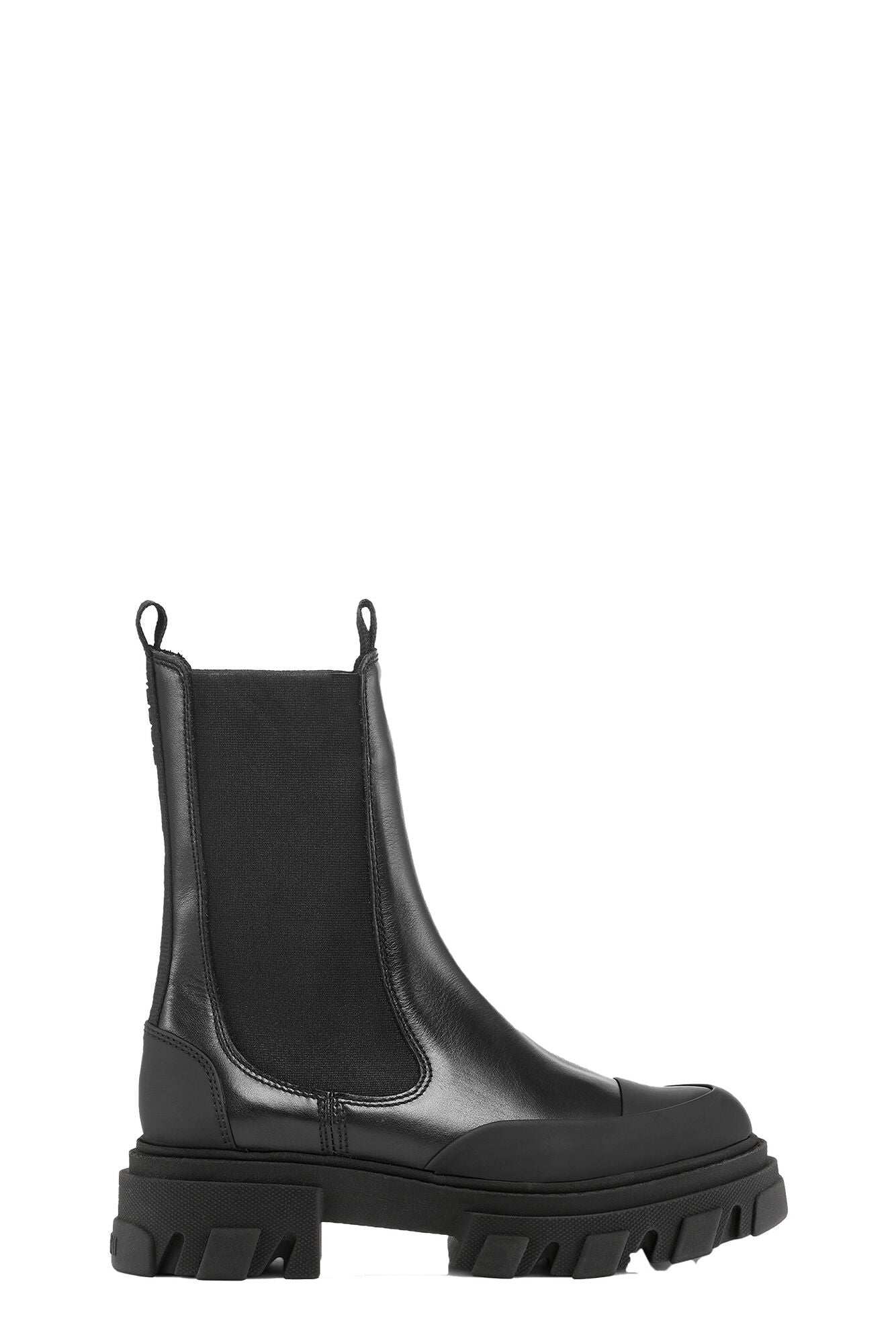 GANNI -Cleated Mid Chelsea Boot Black Stitch