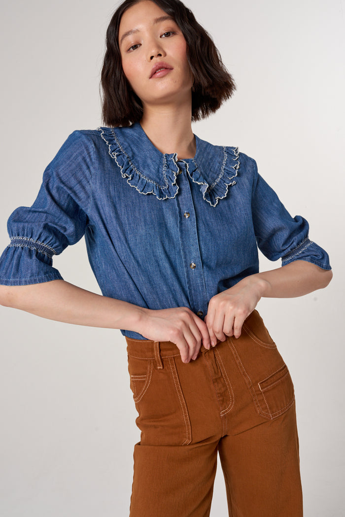 seventy + mochi - Daisy Blouse - Indigo Denim