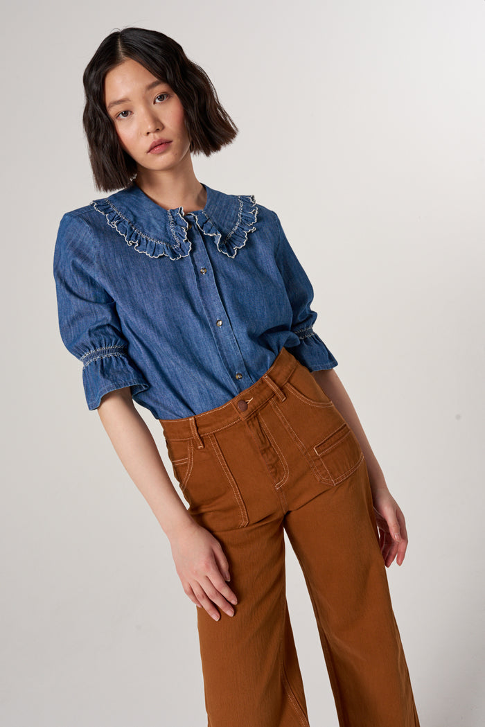 seventy + mochi - Daisy Blouse - Indigo Denim