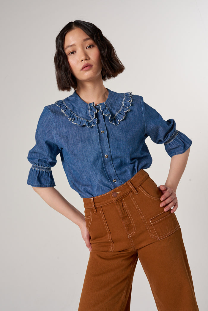 seventy + mochi - Daisy Blouse - Indigo Denim