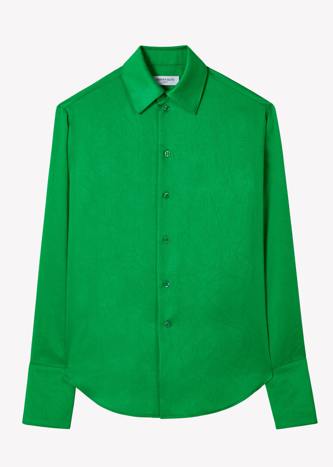 Serena Bute Crinkled Satin Paris Shirt - Classic Green