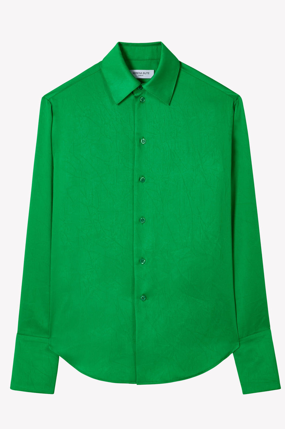 Serena Bute Crinkled Satin Paris Shirt - Classic Green