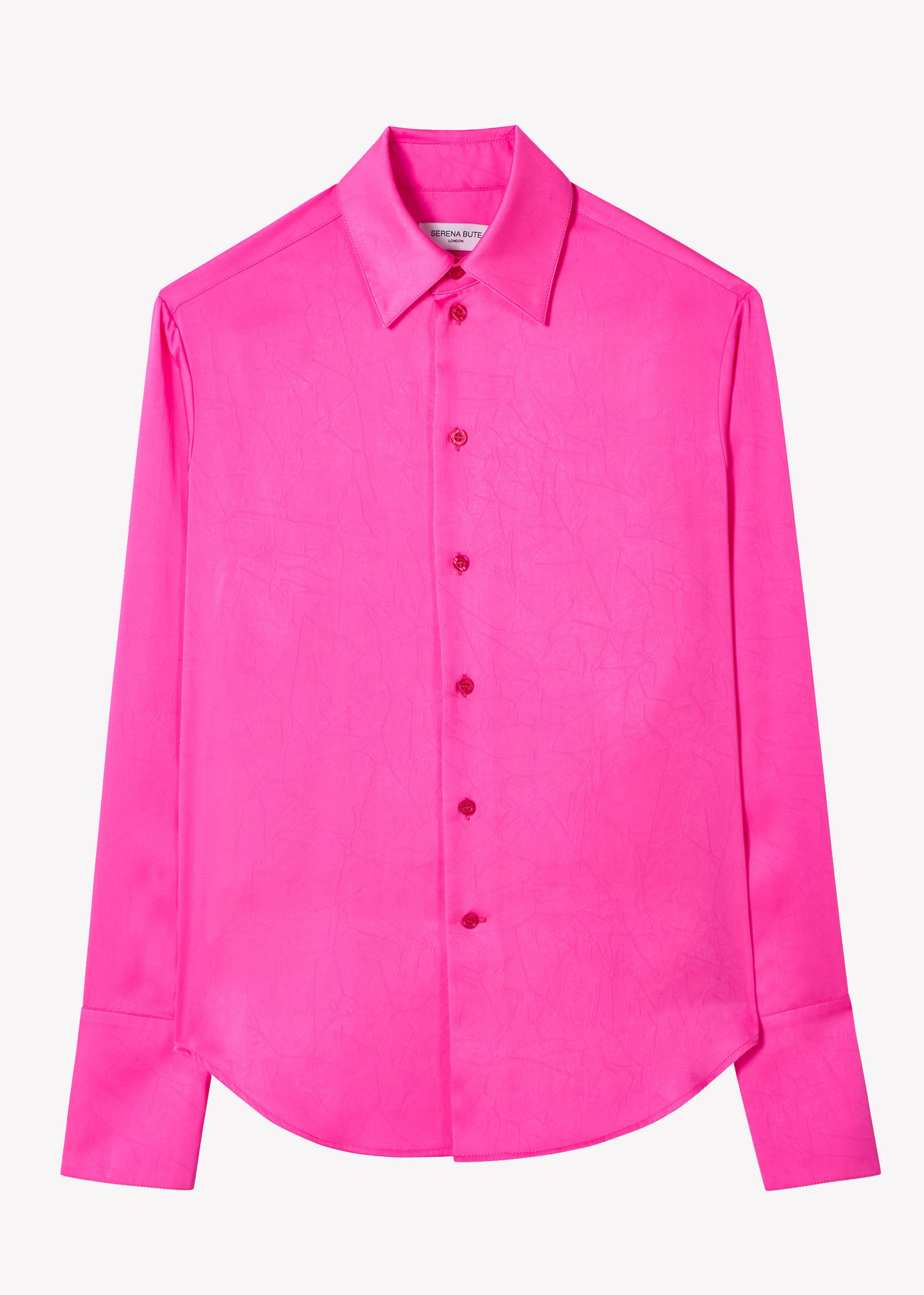 Serena Bute Crinkled Satin Paris Shirt - Shocking Pink
