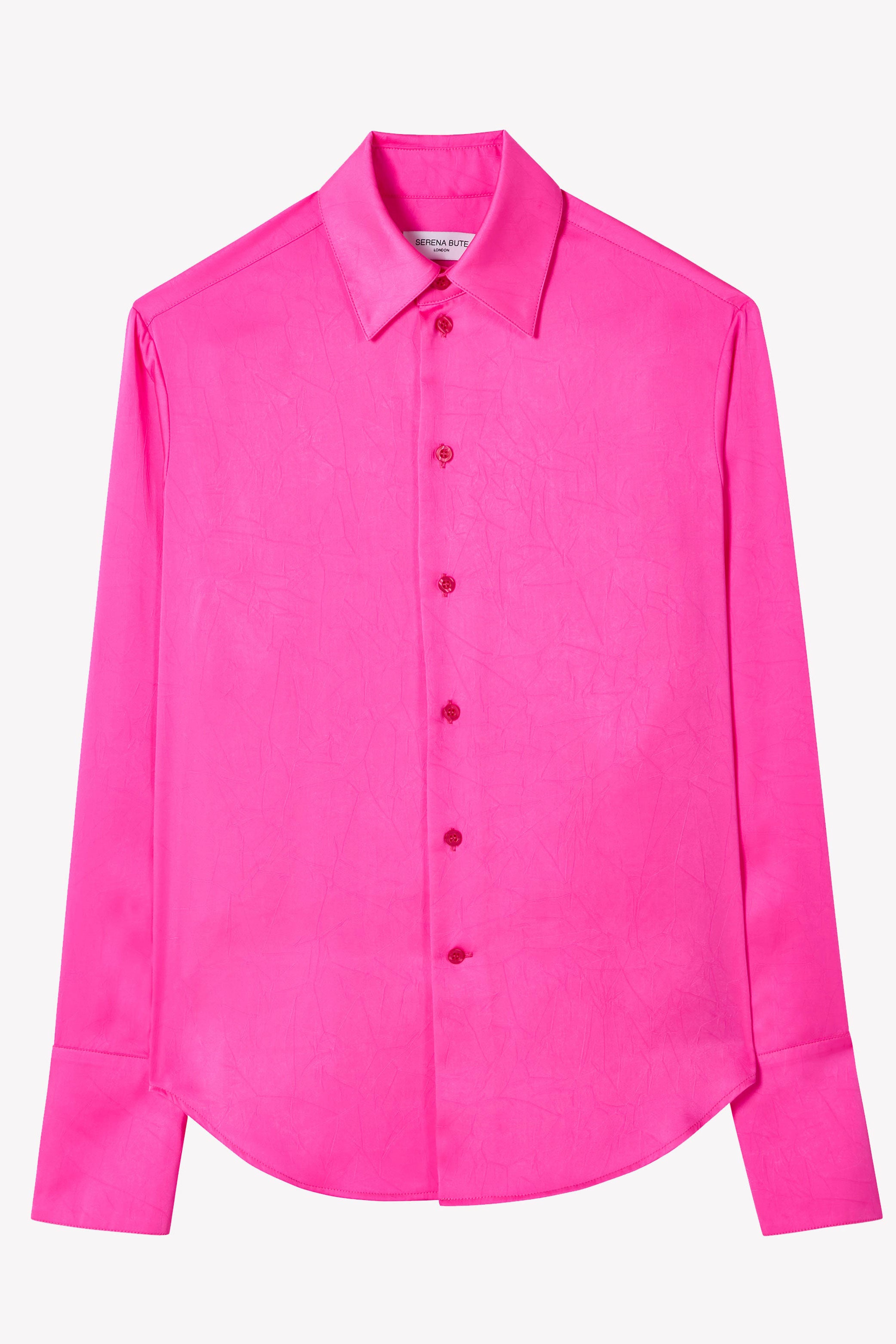 Serena Bute Crinkled Satin Paris Shirt - Shocking Pink