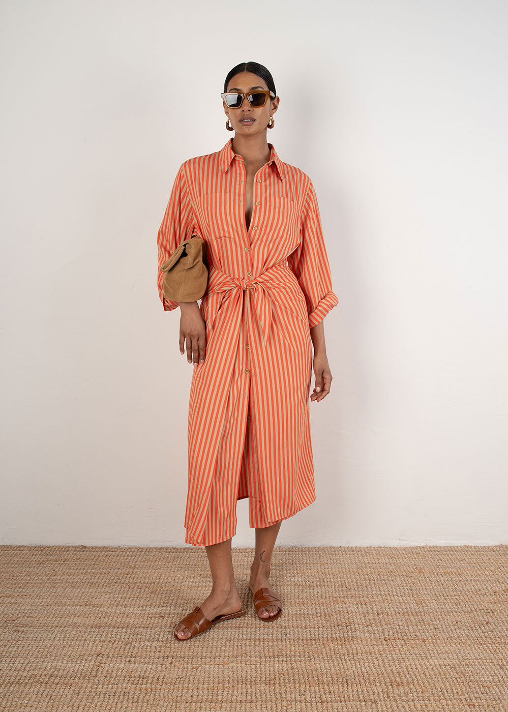 VI.VE.RE Lina Tie Front Shirt Dress