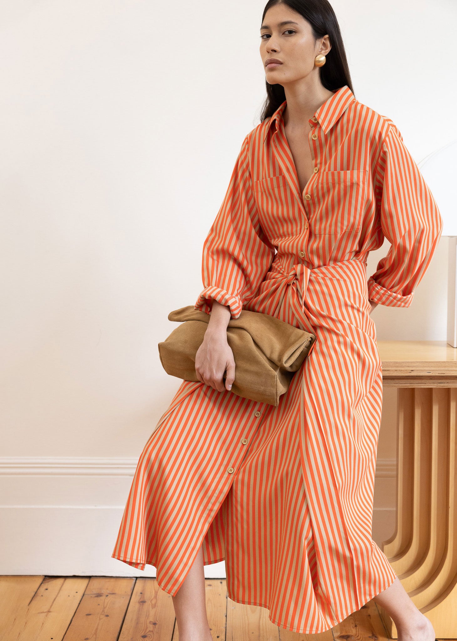 VI.VE.RE Lina Tie Front Shirt Dress