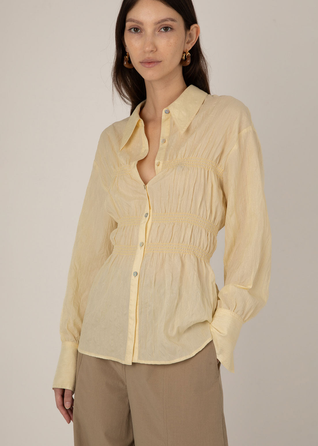 VI.VE.RE Flavie Ruched Detail Shirt