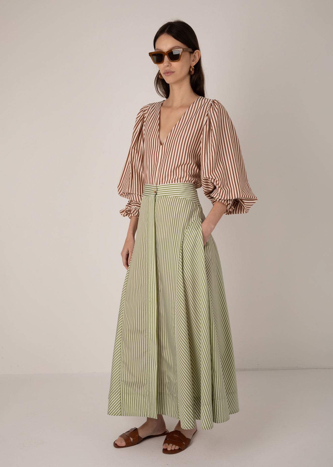 VI.VE.RE Fleur Stripe Skirt