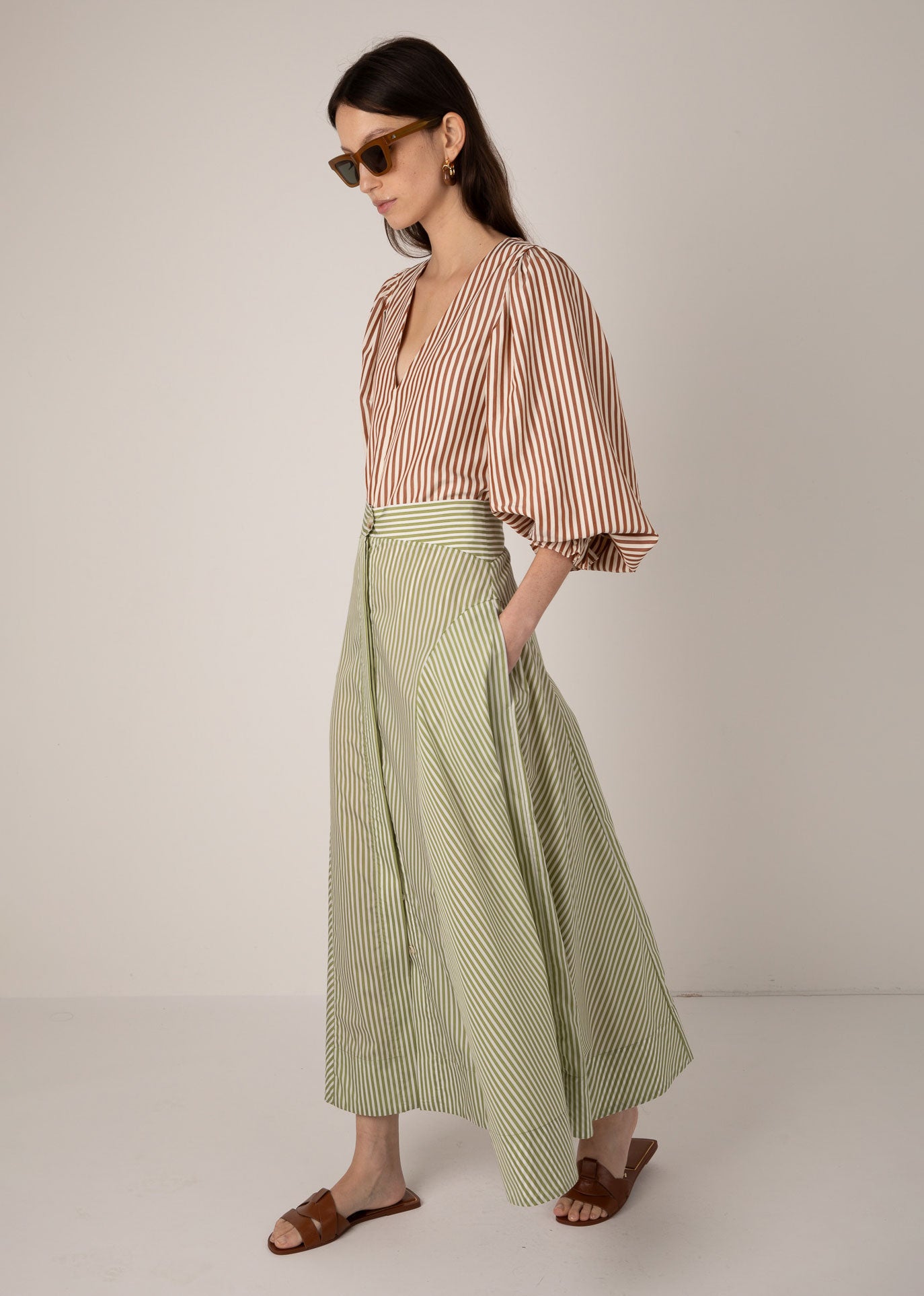 VI.VE.RE Fleur Stripe Skirt