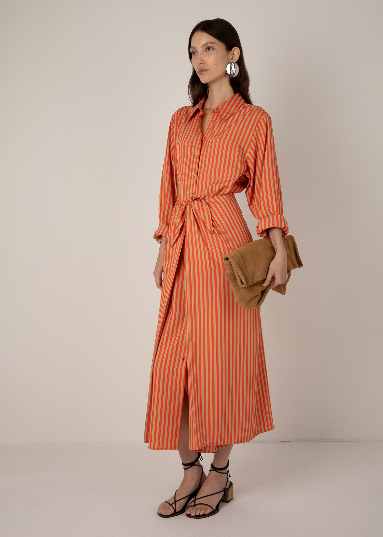 VI.VE.RE Lina Tie Front Shirt Dress