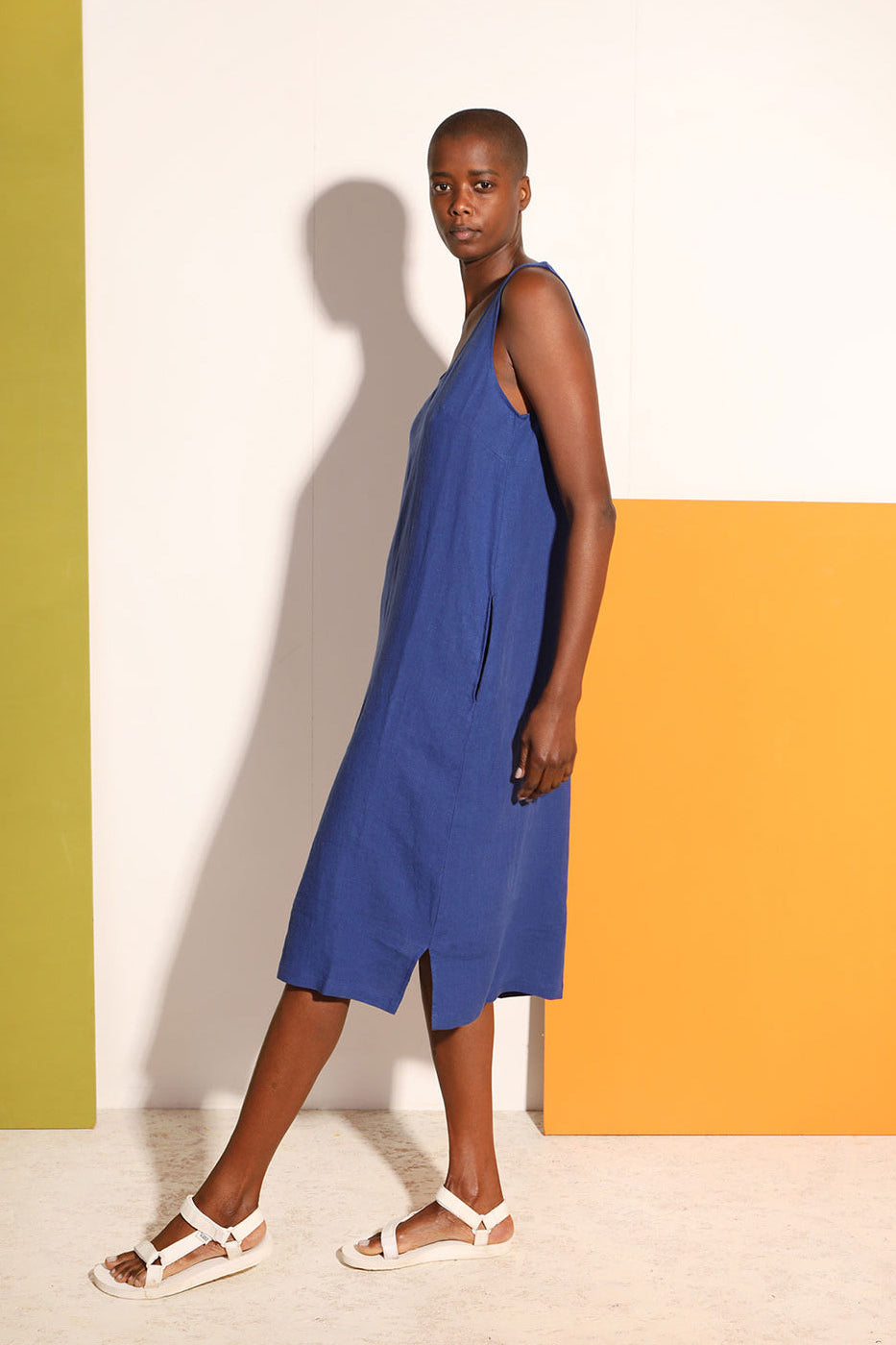 L.F.Markey Basic Linen Shift Dress - Cobalt