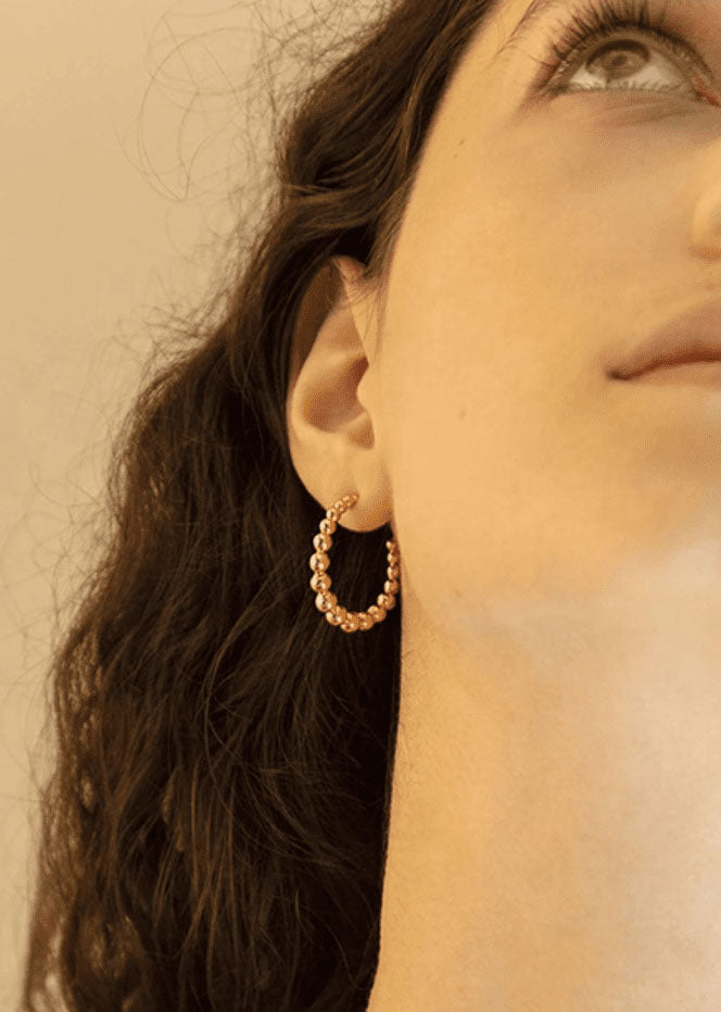 Atelier18 Beaded Gold Hoops