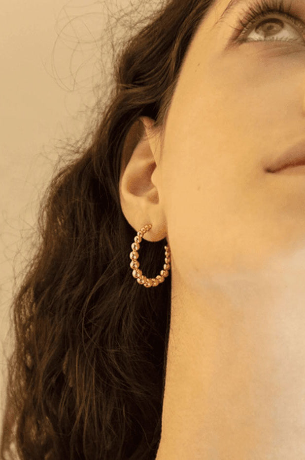 Atelier18 Beaded Gold Hoops