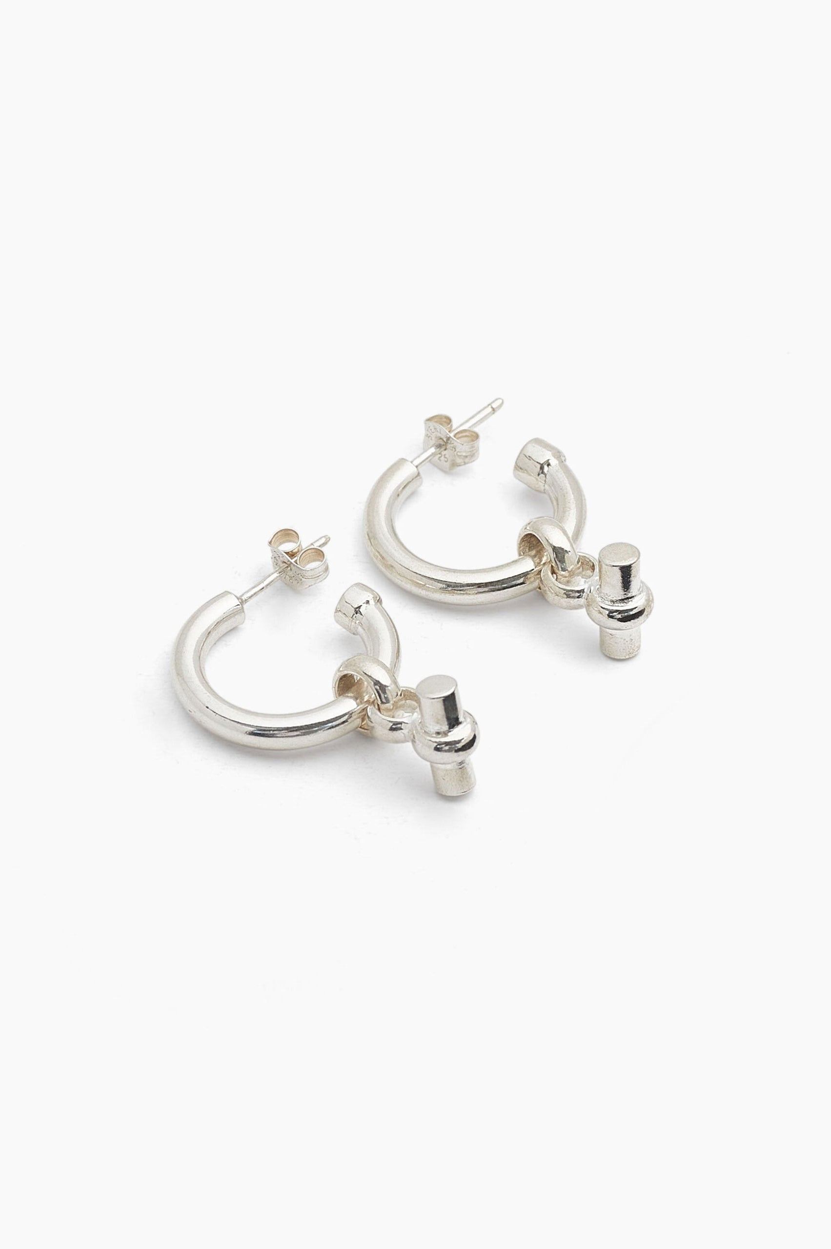 Tilly Sveaas Small Silver T-Bar Earrings