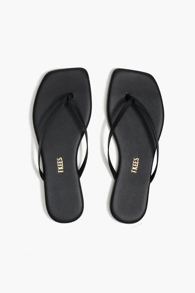TKEES Square Toe Lily Flip Flops - Black