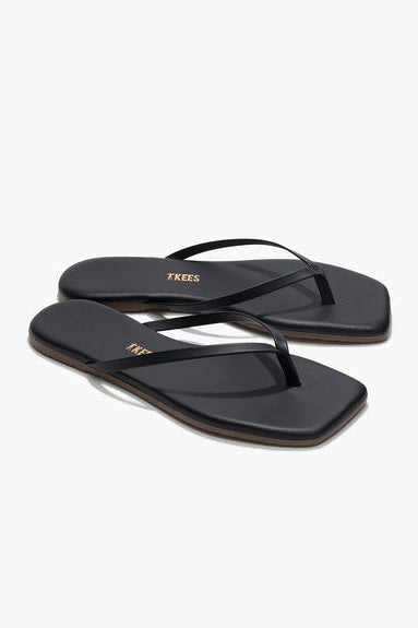 TKEES Square Toe Lily Flip Flops - Black
