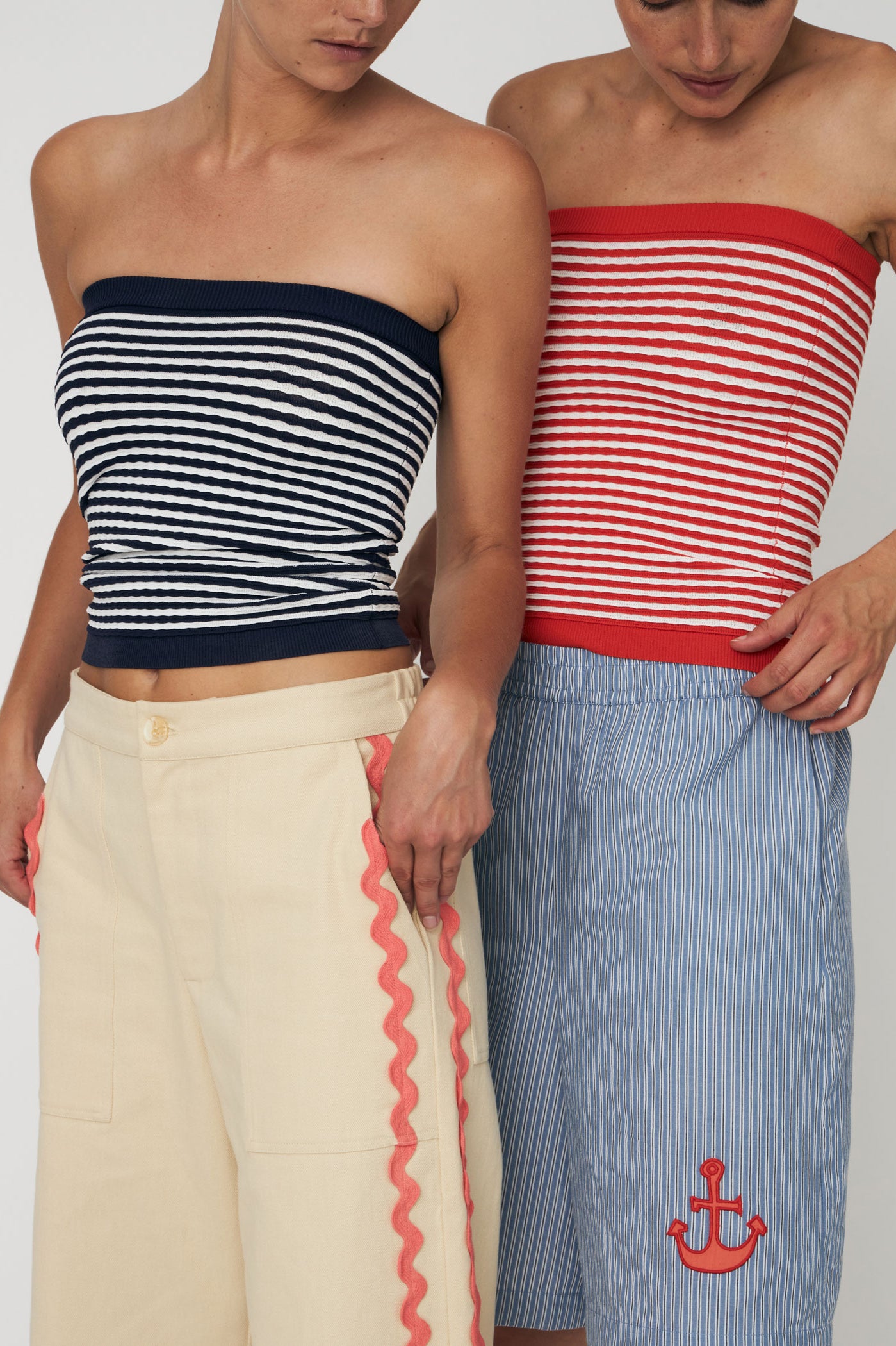 Stella Nova Knit Tube Top - Red/ Creme Stripes