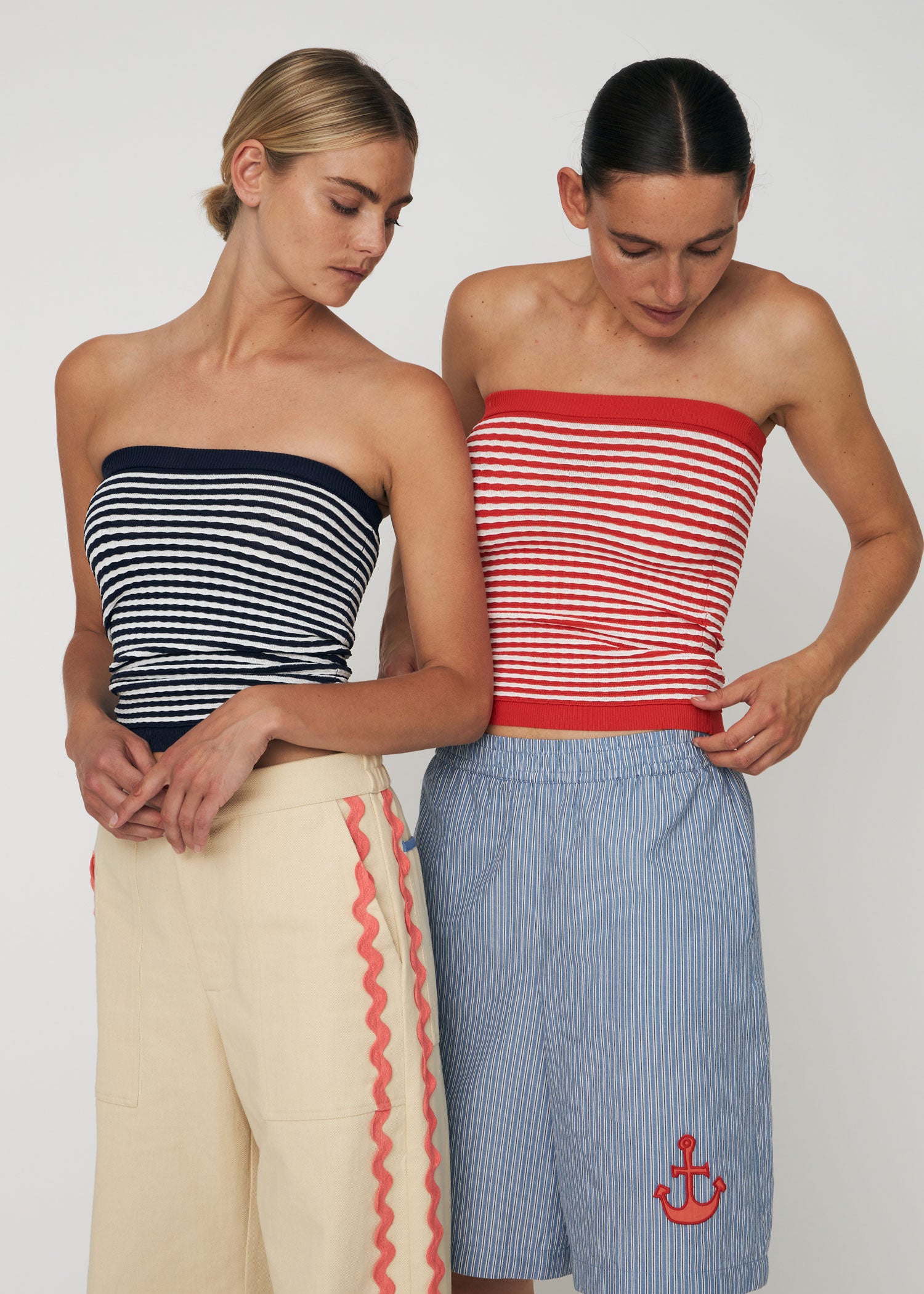 Stella Nova Knit Tube Top - Navy/ Creme Stripes