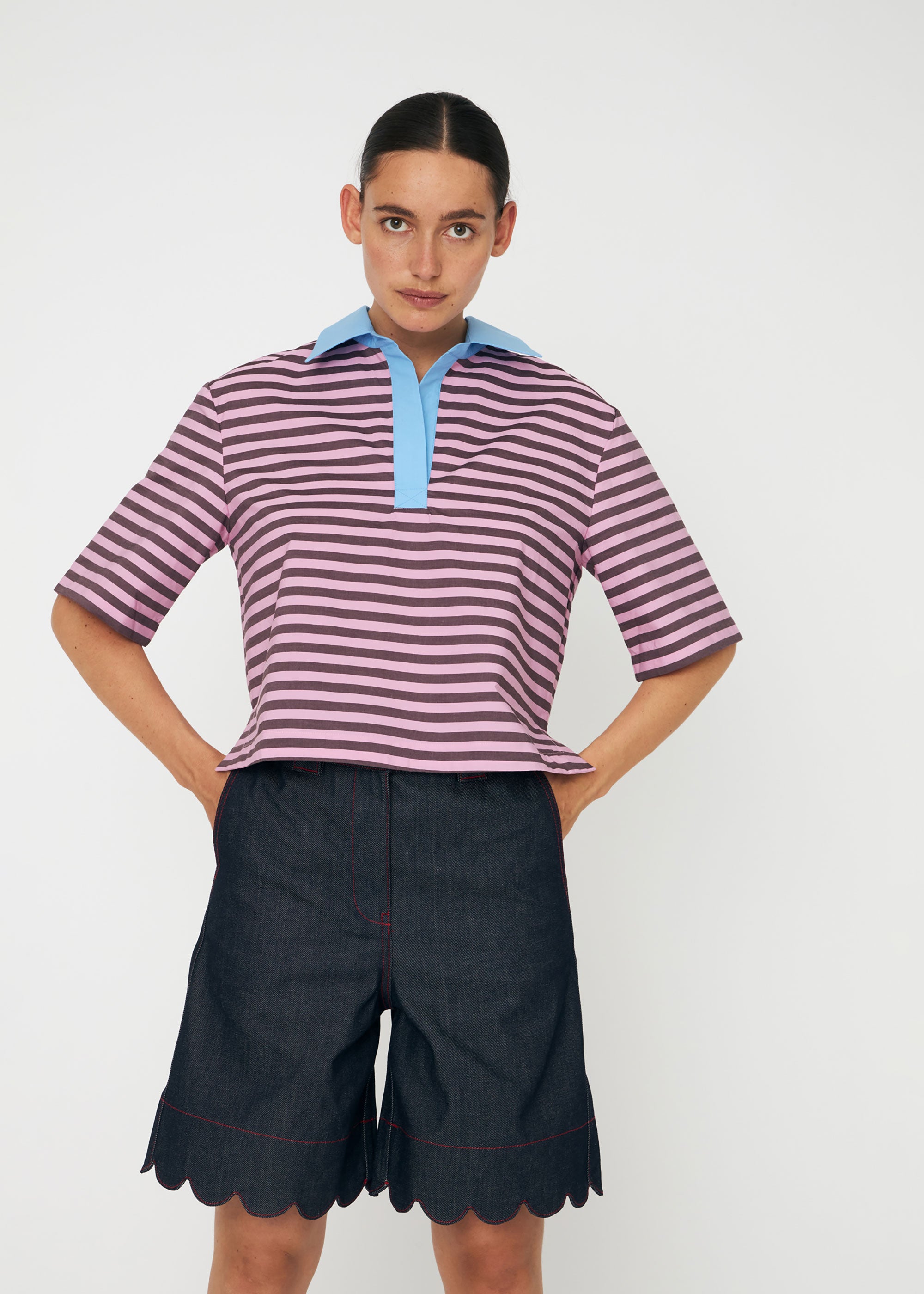 Stella Nova Striped Cotton Shirt - Purple