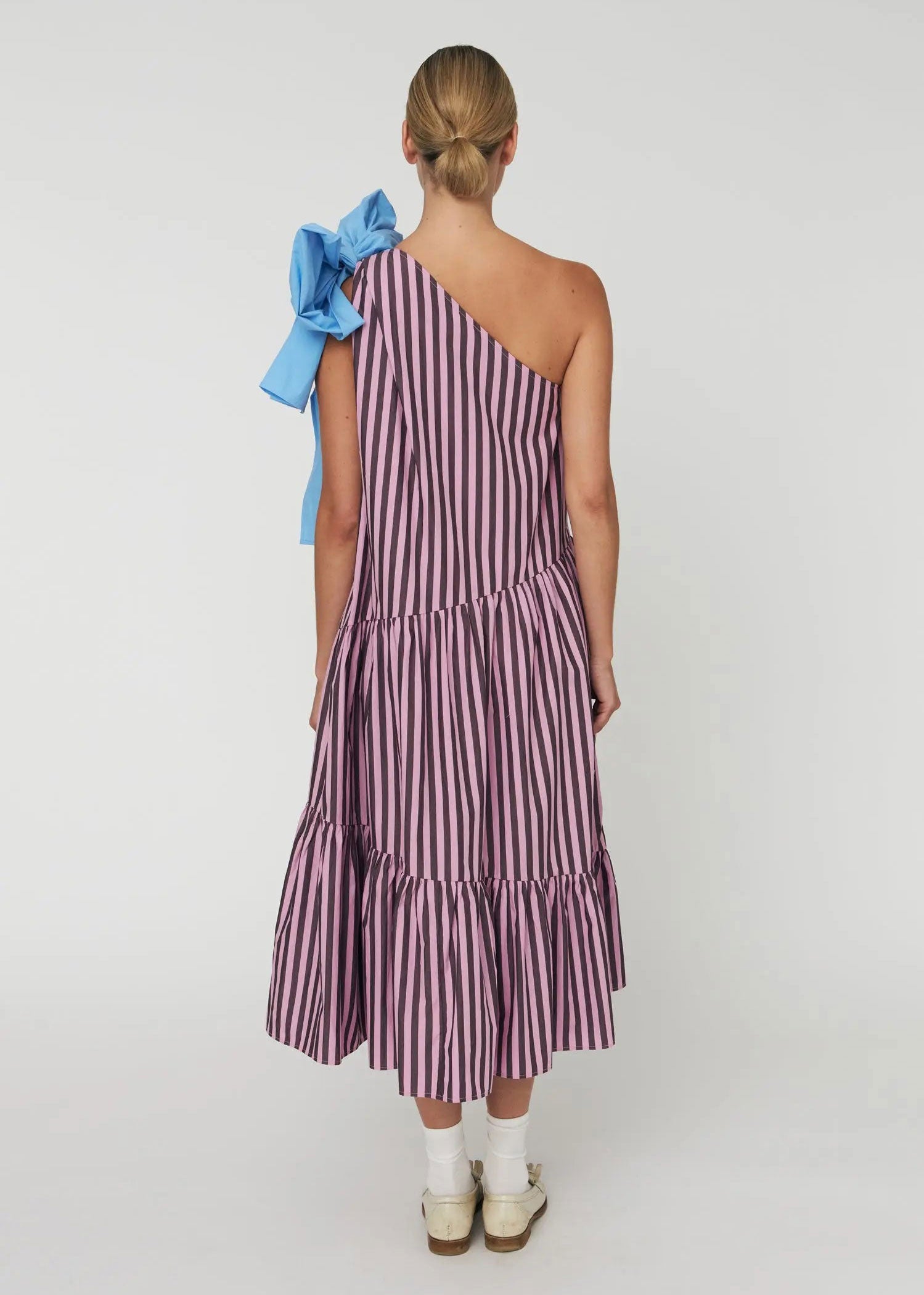 Stella Nova Striped Bow Midi Dress - Purple