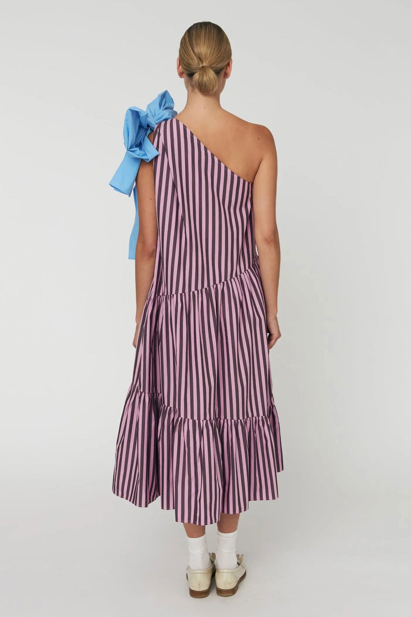 Stella Nova Striped Bow Midi Dress - Purple