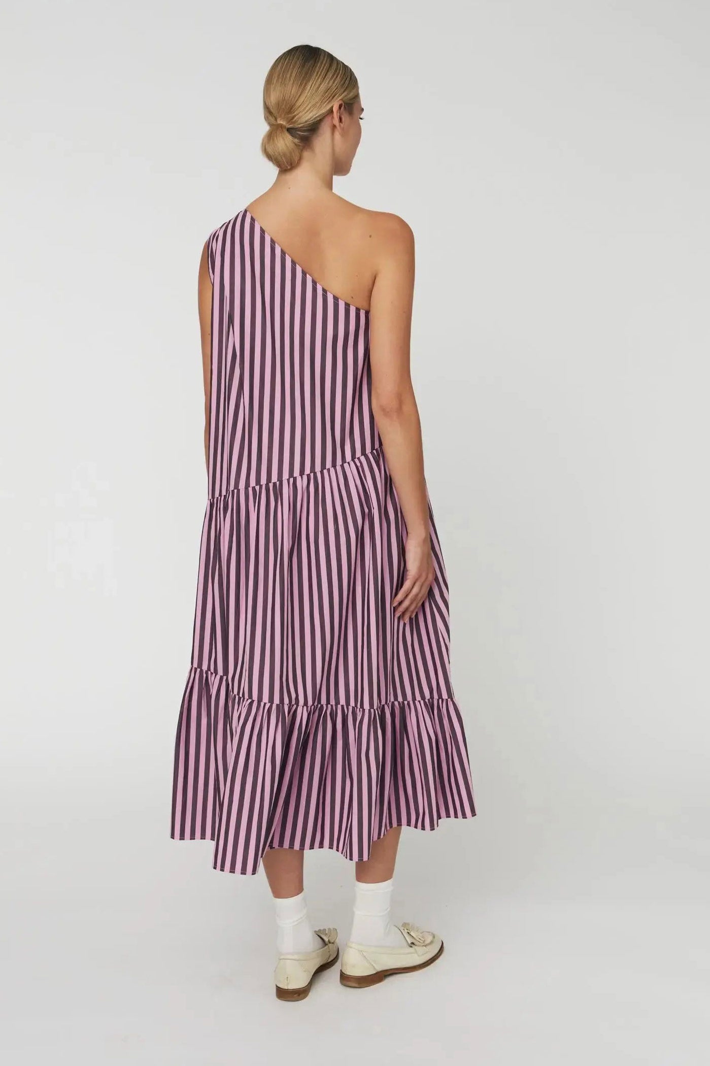 Stella Nova Striped Bow Midi Dress - Purple