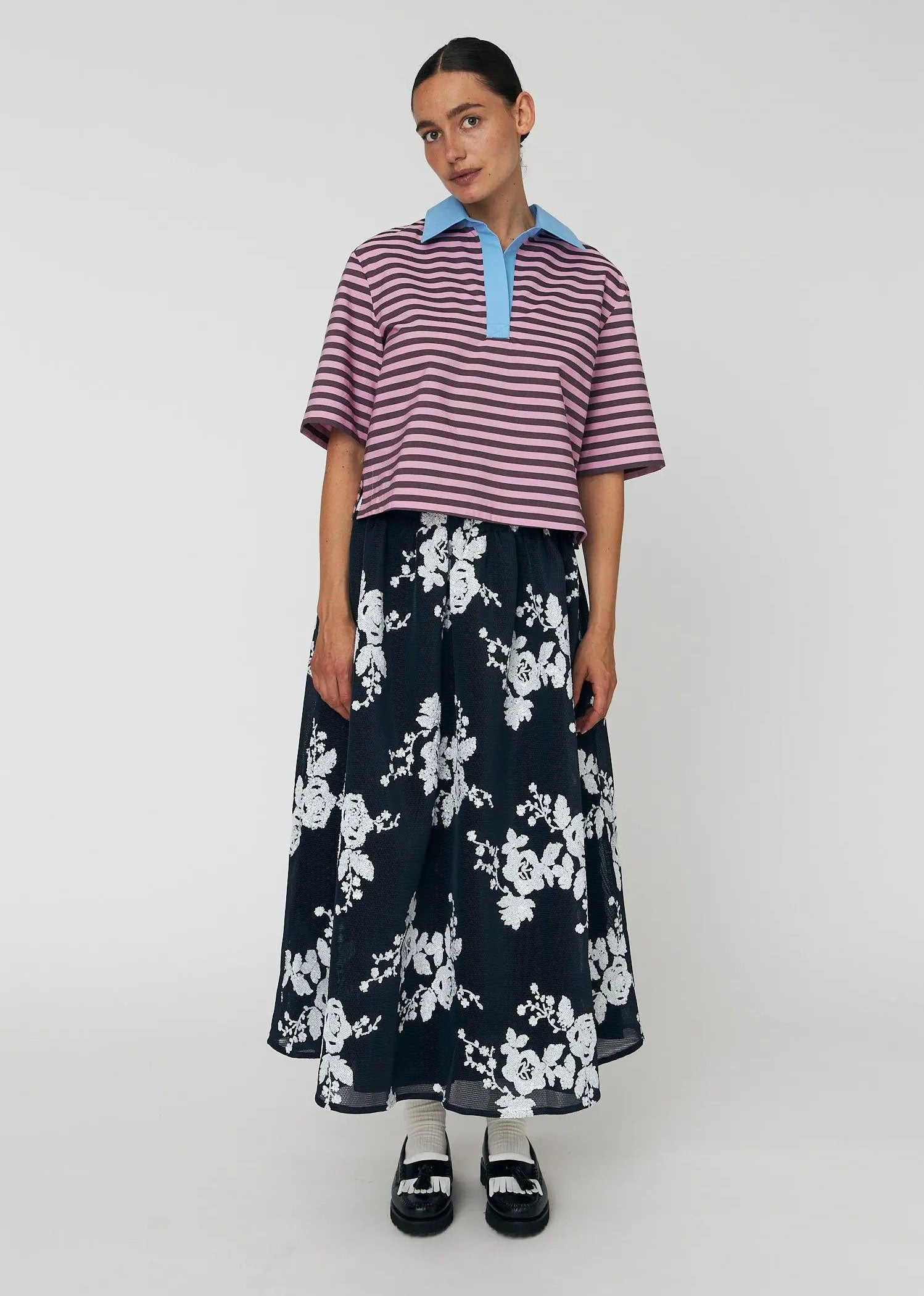 Stella Nova Striped Cotton Shirt - Purple