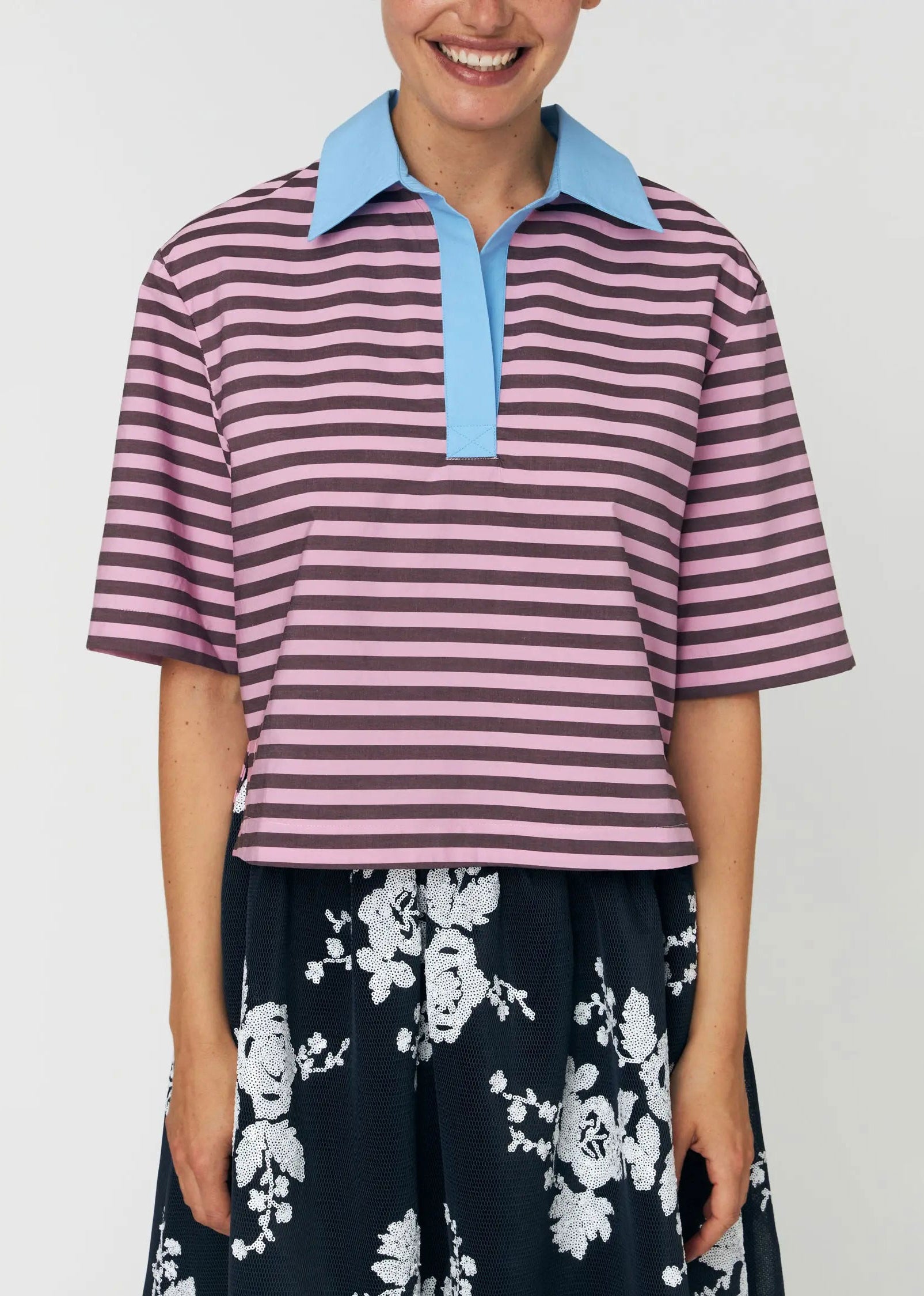 Stella Nova Striped Cotton Shirt - Purple