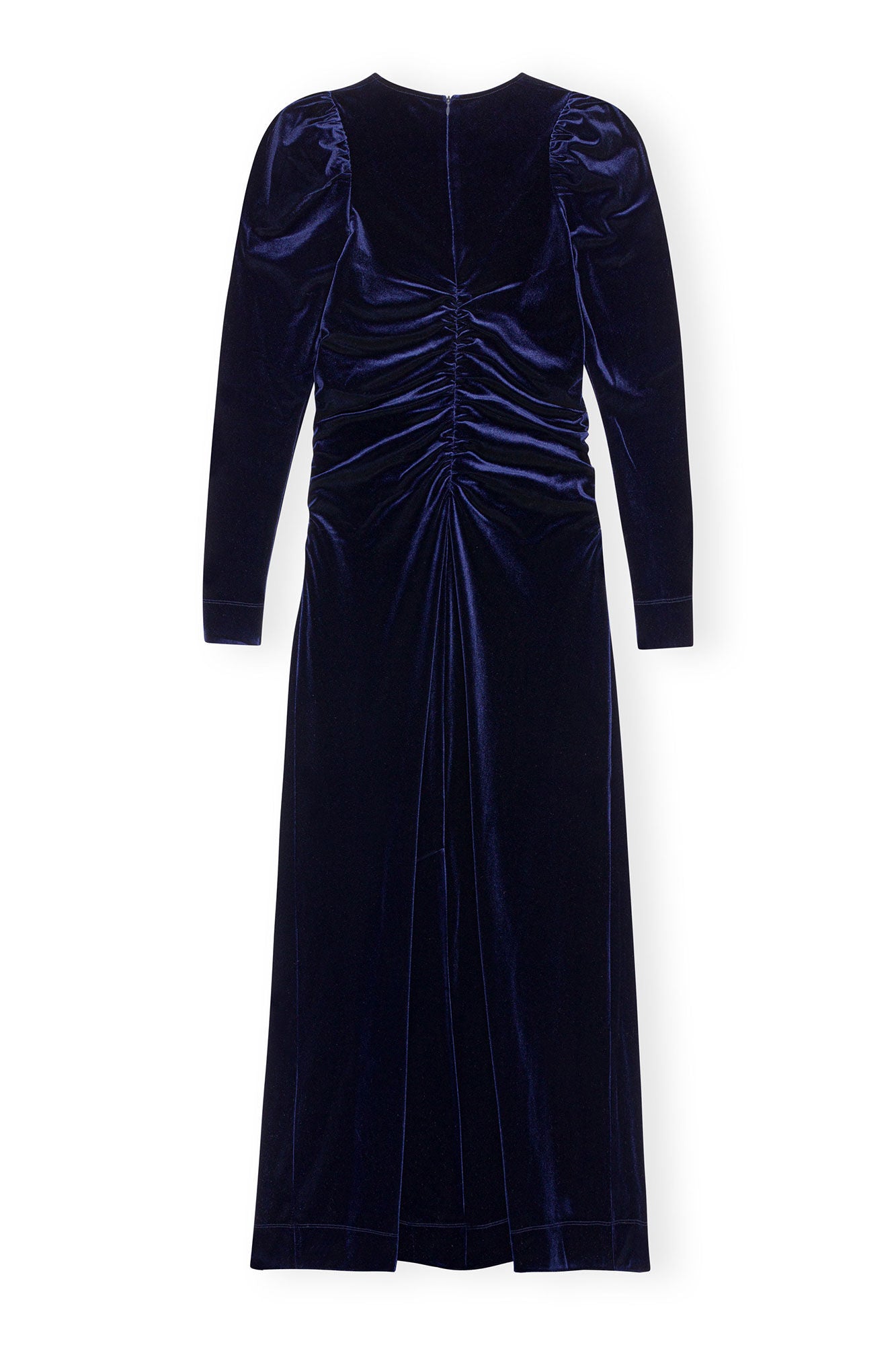 GANNI - Velvet Jersey Gathered Long Dress