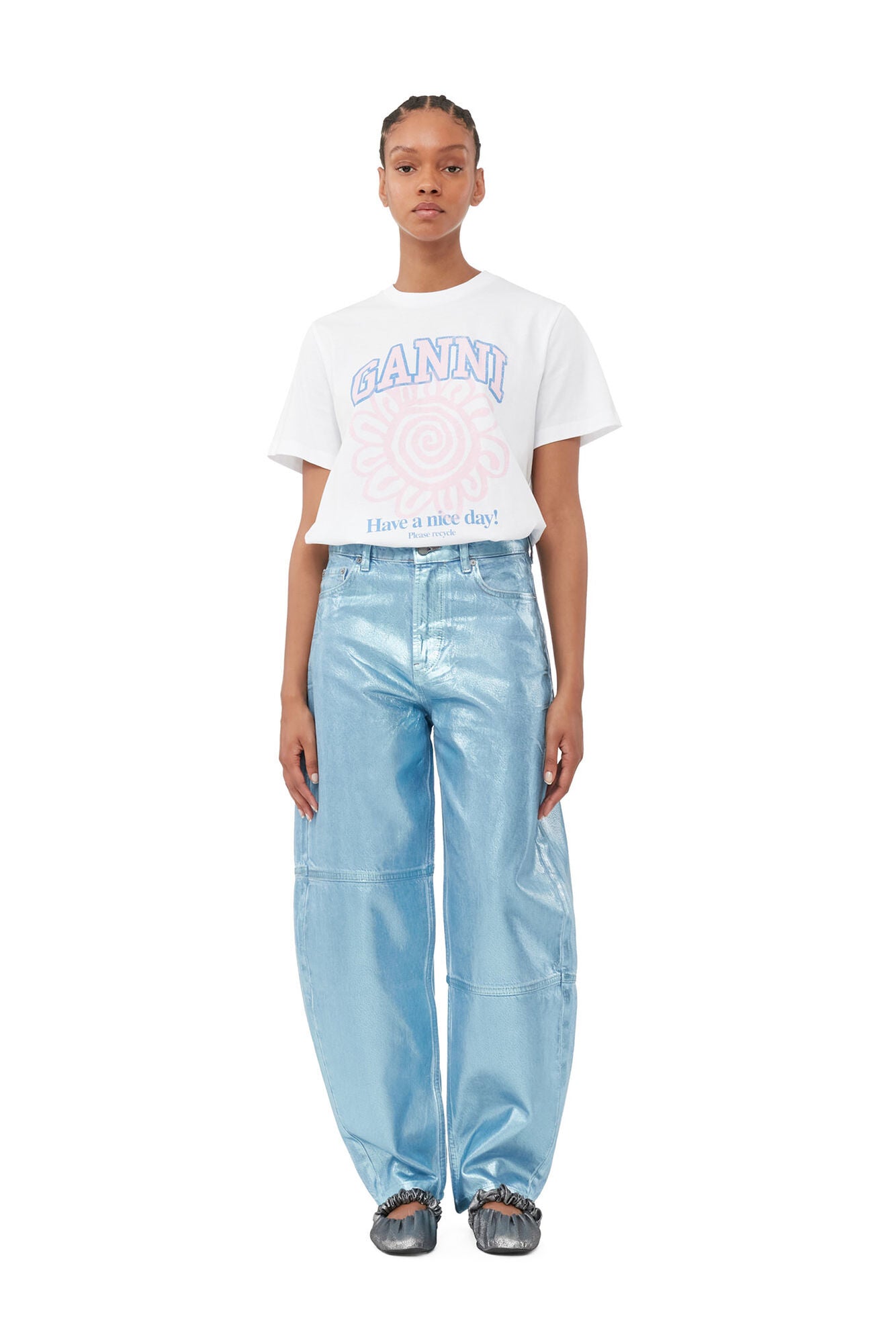 GANNI - Basic Jersey Flower Relaxed T-Shirt Bright White