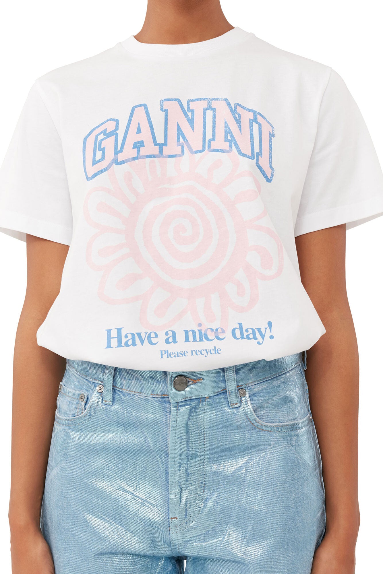 GANNI - Basic Jersey Flower Relaxed T-Shirt Bright White