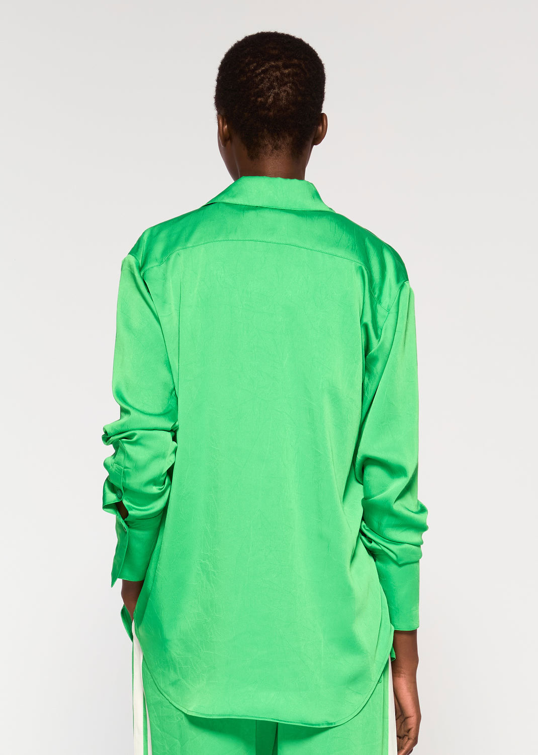 Serena Bute Crinkled Satin Paris Shirt - Classic Green