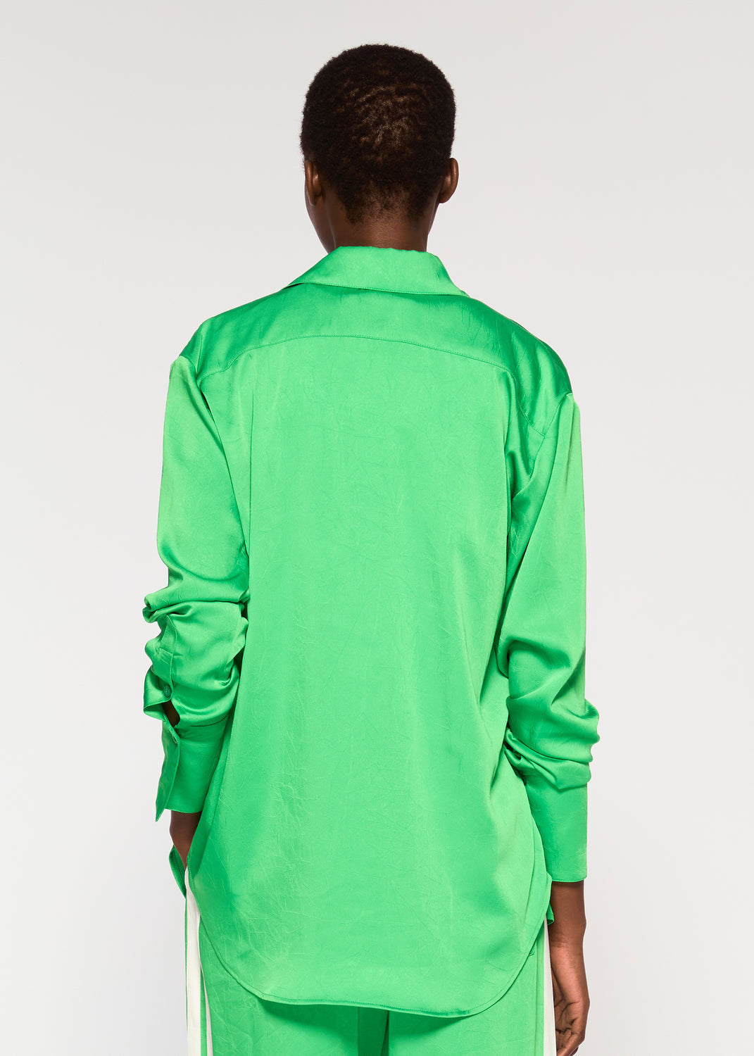 Serena Bute Crinkled Satin Paris Shirt - Classic Green