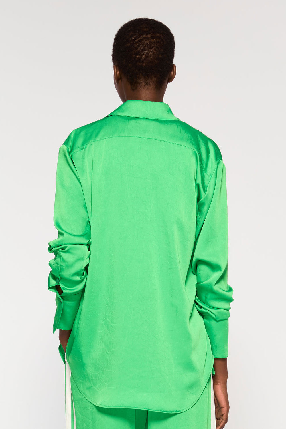 Serena Bute Crinkled Satin Paris Shirt - Classic Green