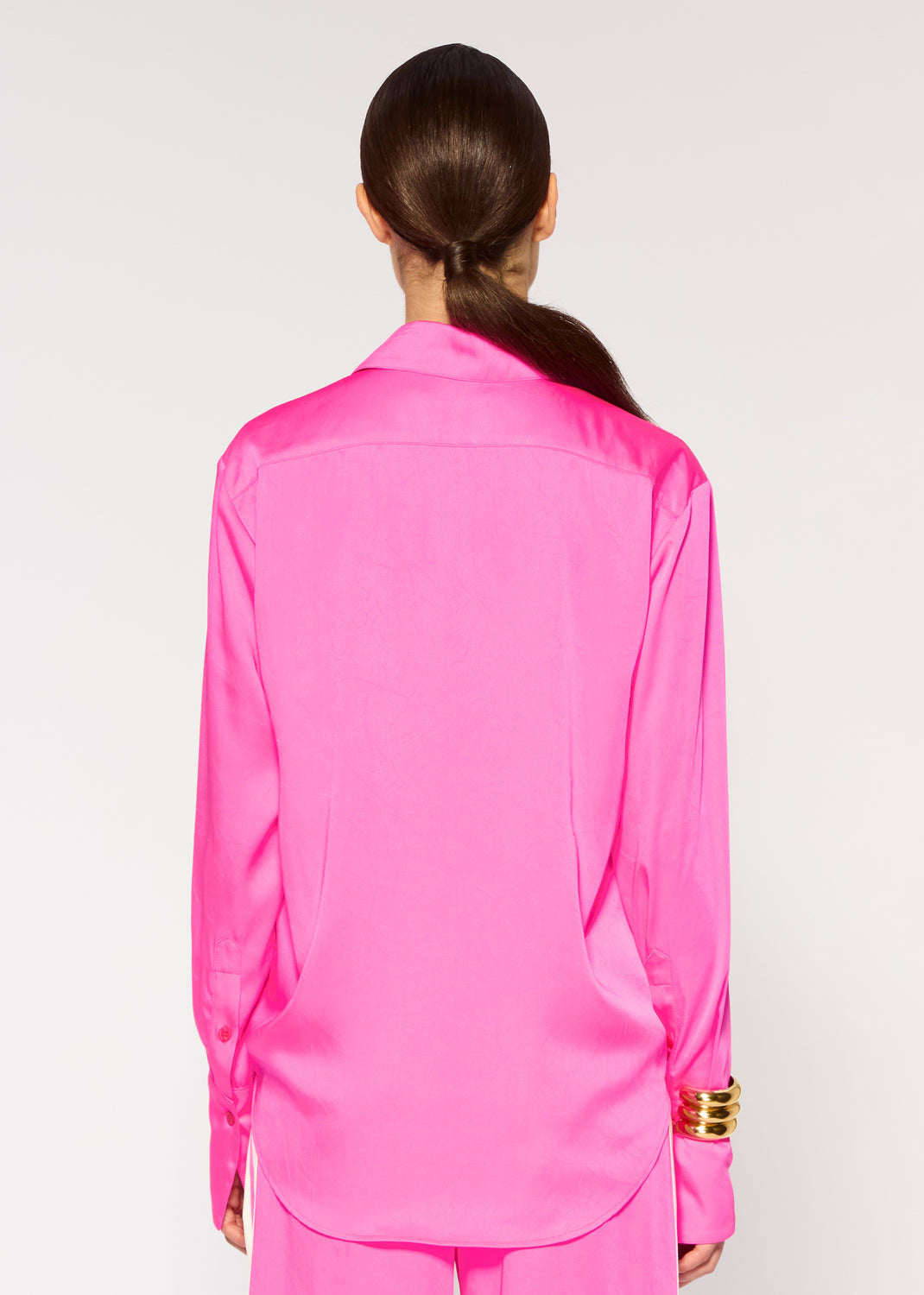 Serena Bute Crinkled Satin Paris Shirt - Shocking Pink