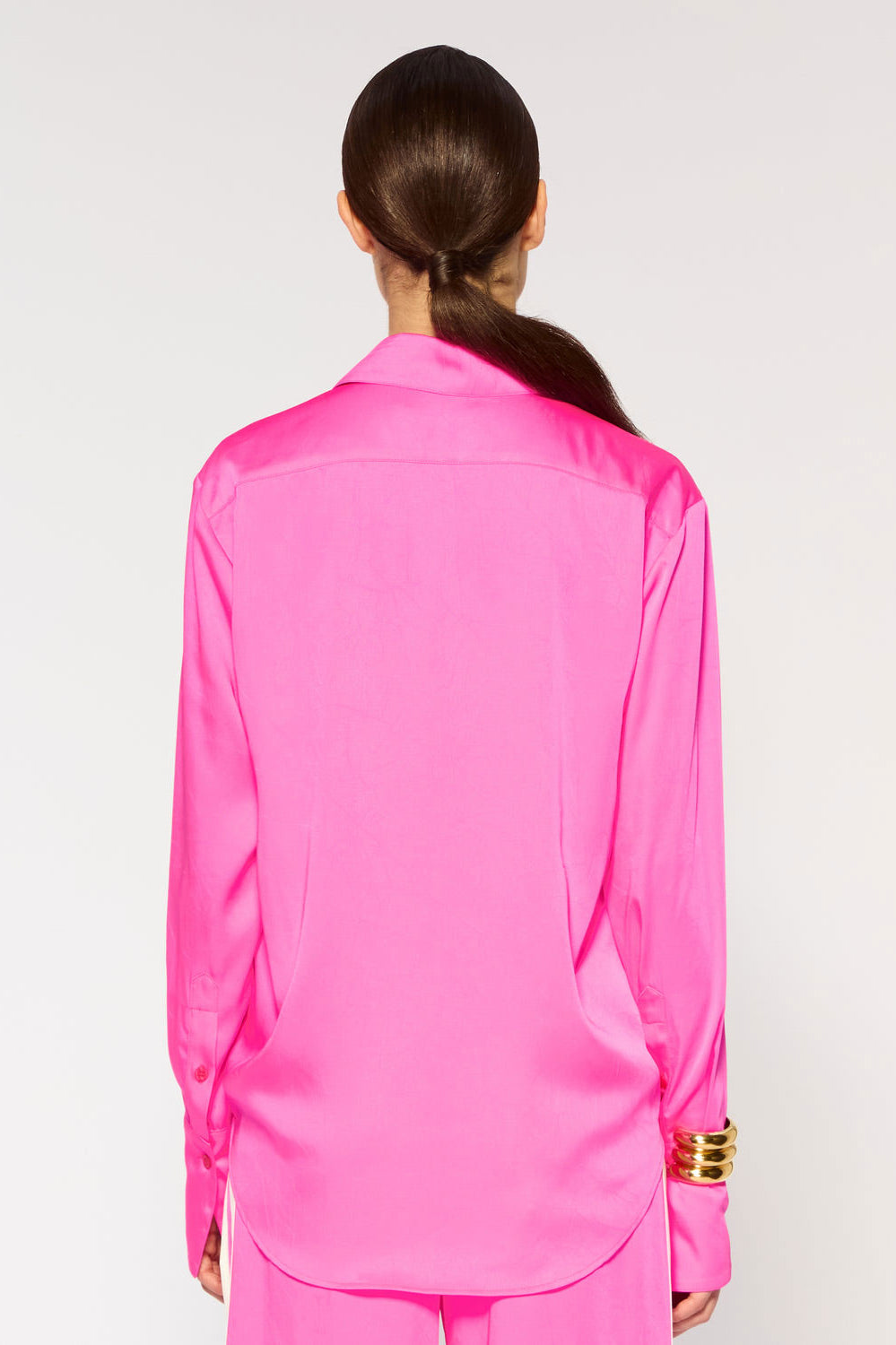 Serena Bute Crinkled Satin Paris Shirt - Shocking Pink