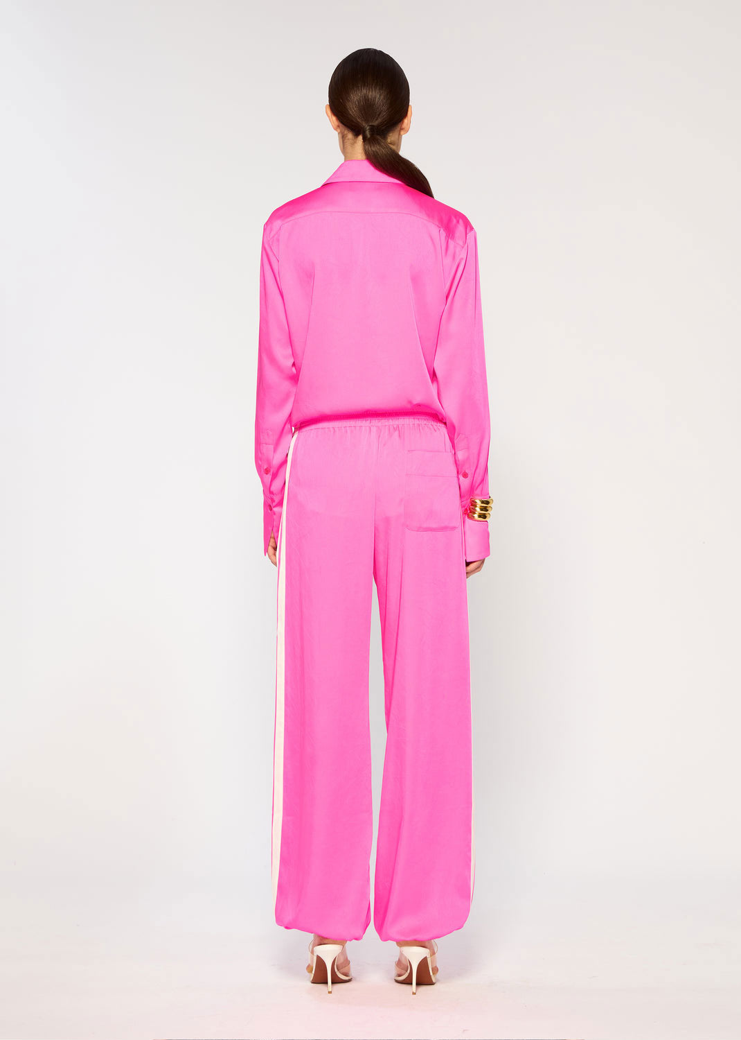 Serena Bute Crinkled Satin Serena Jogger - Shocking Pink