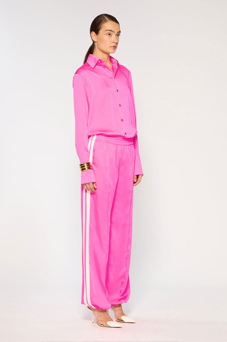 Serena Bute Crinkled Satin Paris Shirt - Shocking Pink