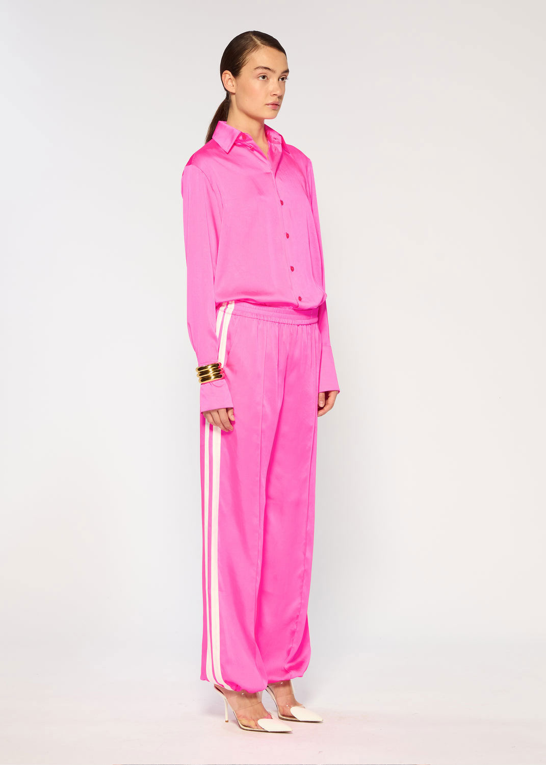 Serena Bute Crinkled Satin Serena Jogger - Shocking Pink