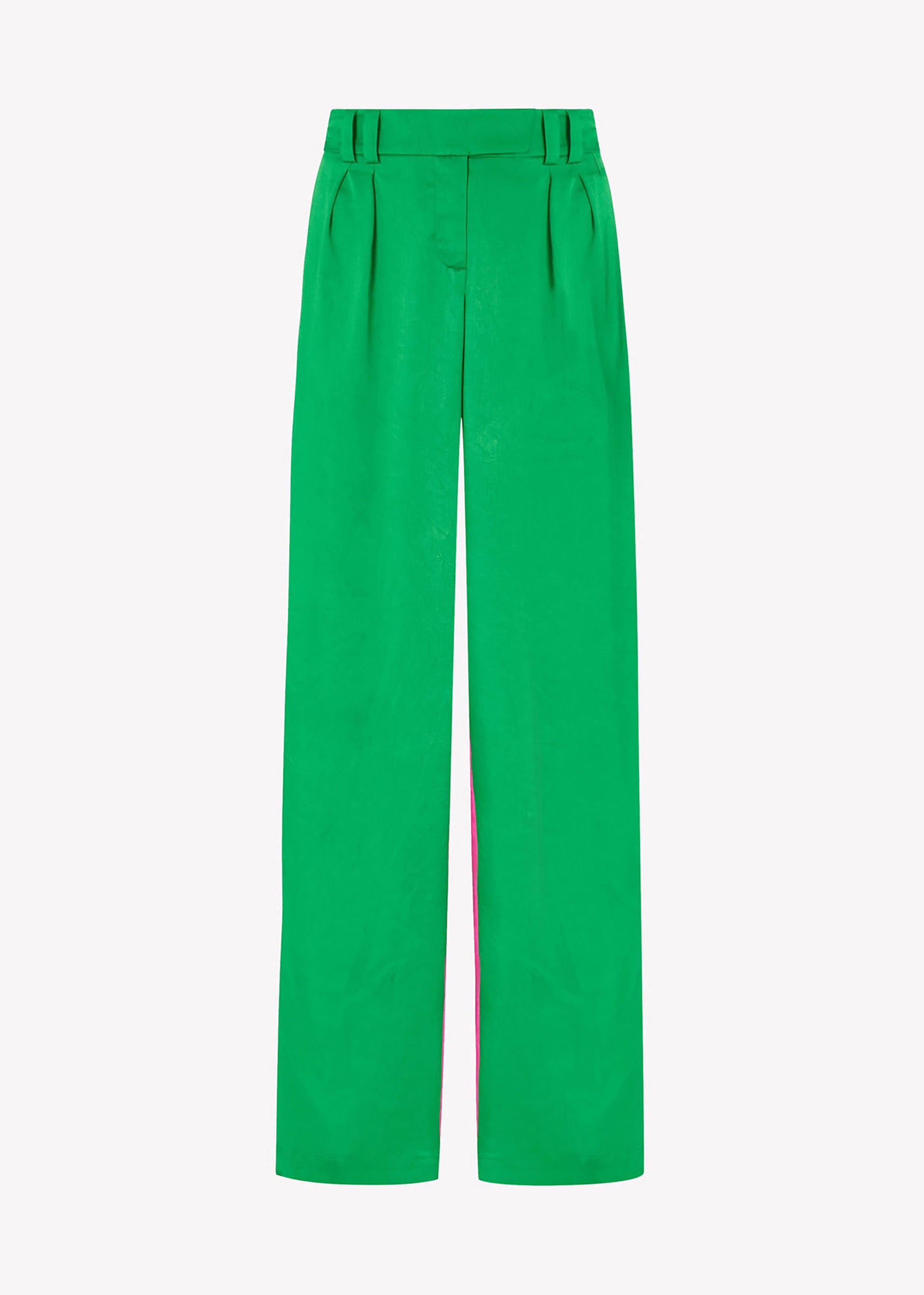 Serena Bute Crinkled Satin Boyfriend Trousers - Classic Green