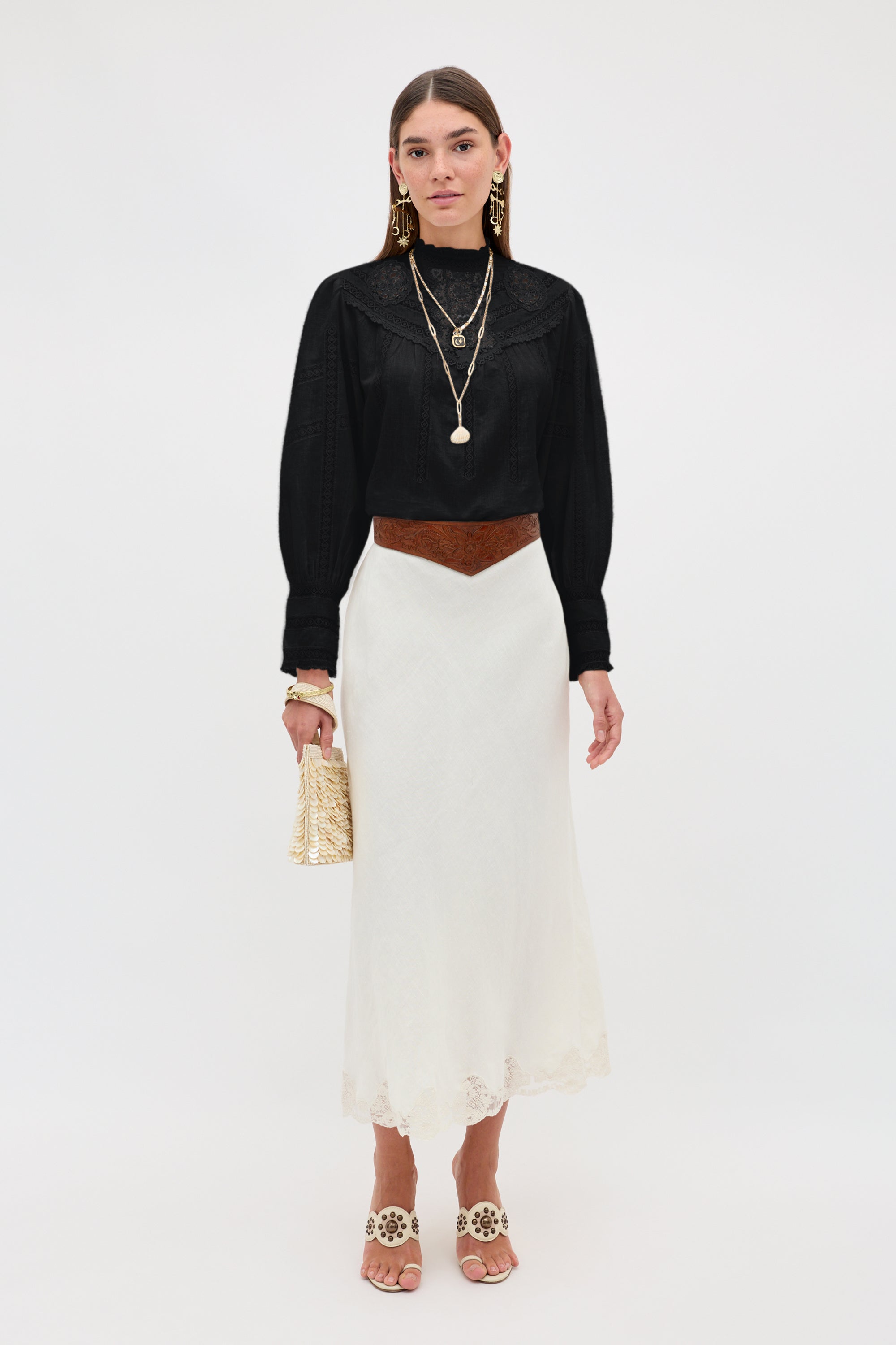 Rixo Tamzin Cotton Top - Black