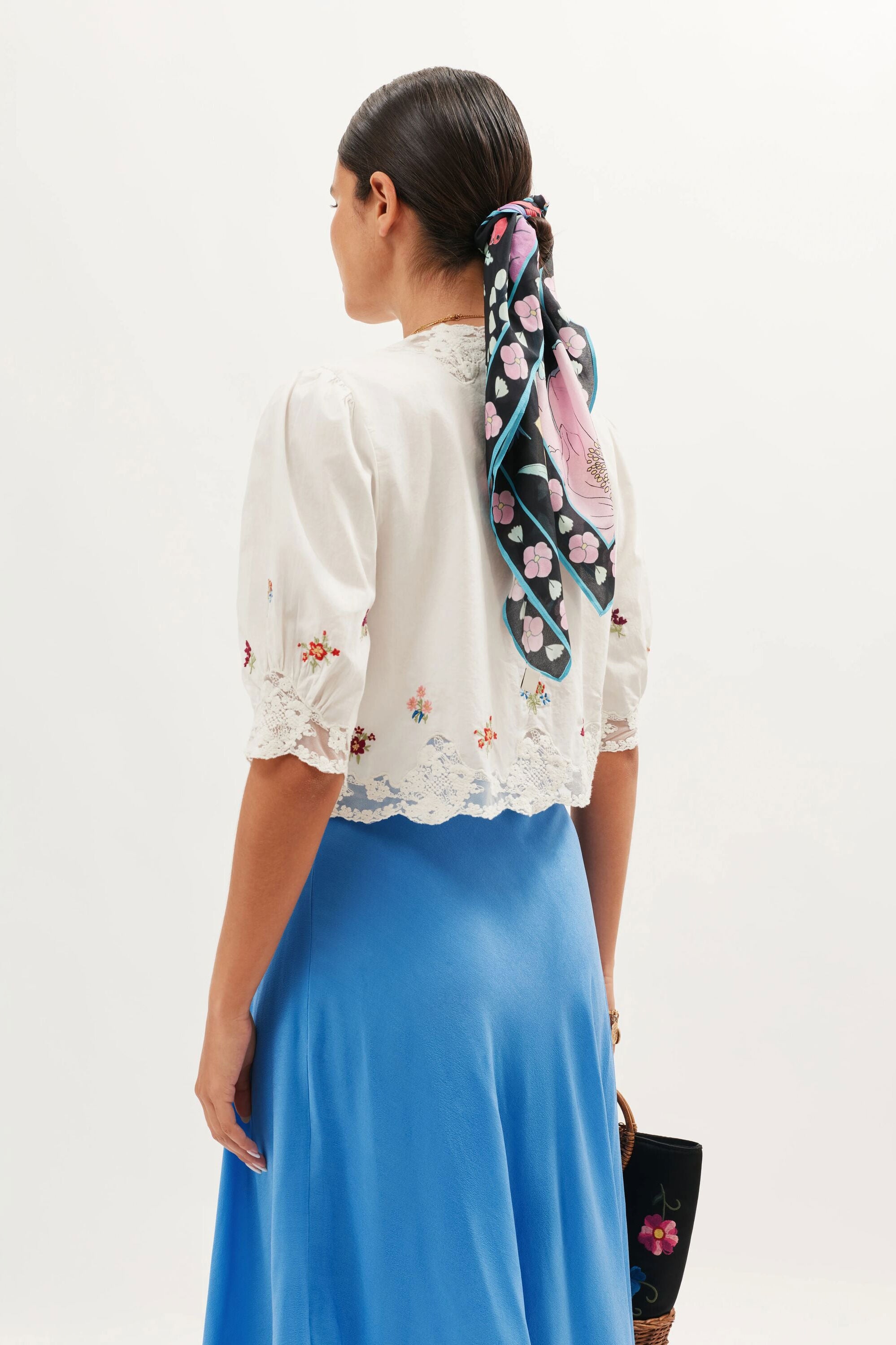 Rixo Ursula Embroidered Top - Bud Embroidery White