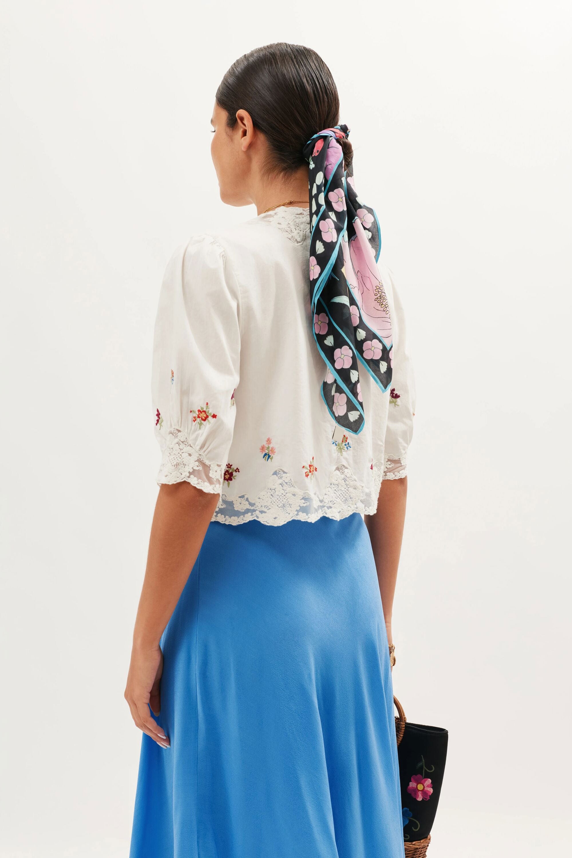 Rixo Ursula Embroidered Top - Bud Embroidery White
